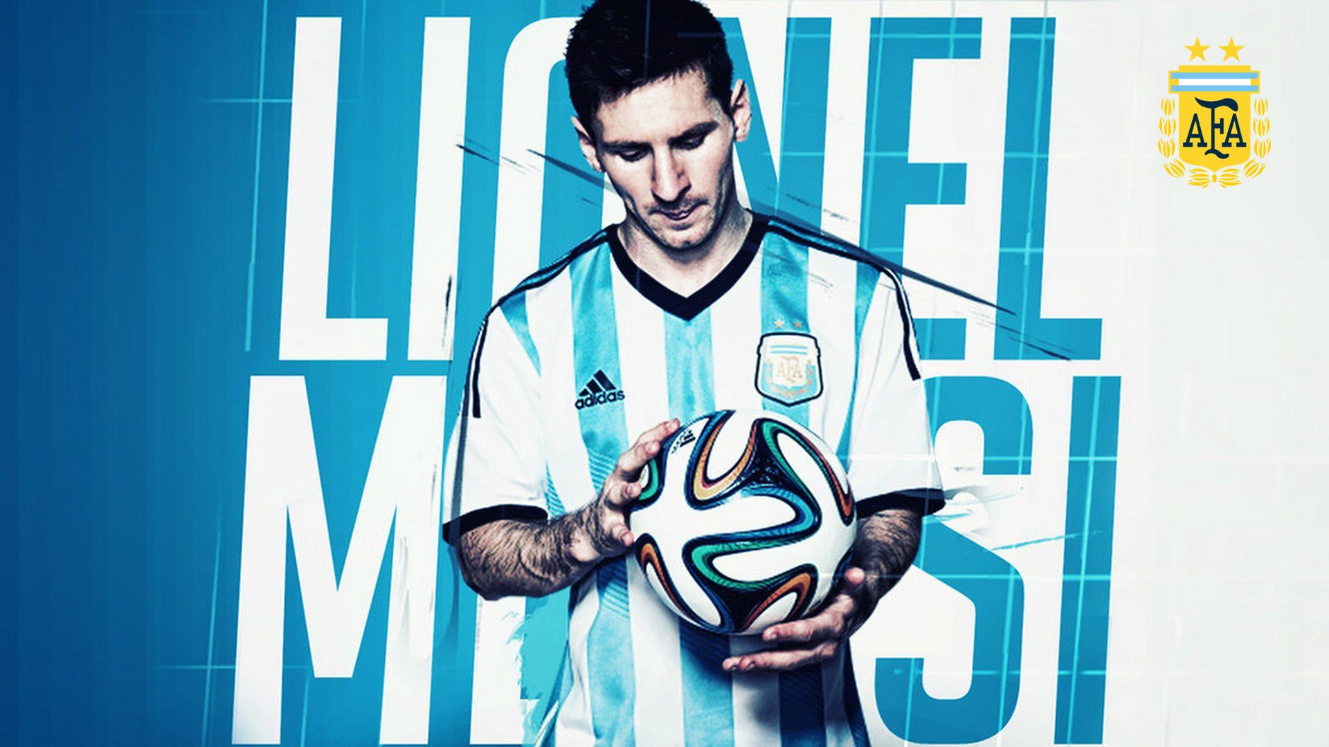 1920x1080 Lionel Messi Argentina Is Wearing Blue White Sports Dress HD Messi Wallpaper
