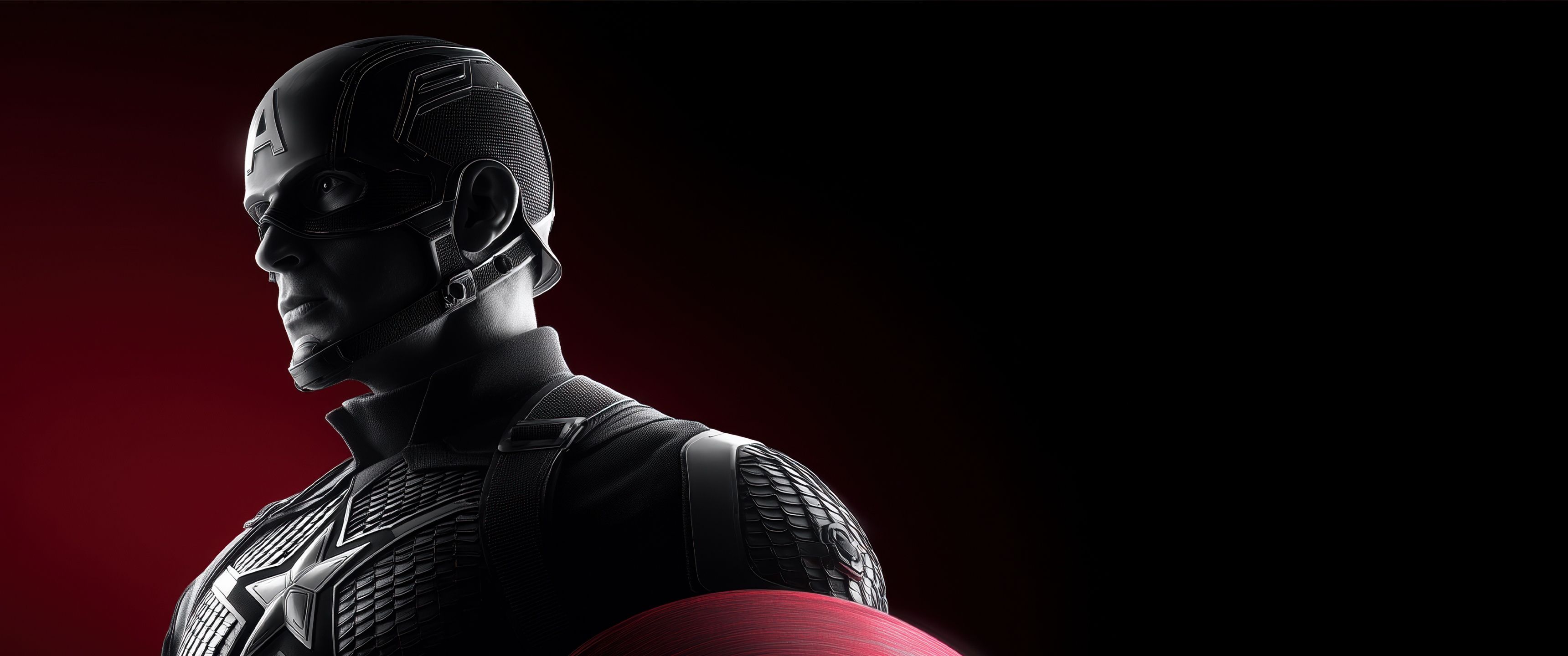 3440x1440 Captain America Wallpaper 4K, Dark aesthetic, Dark background