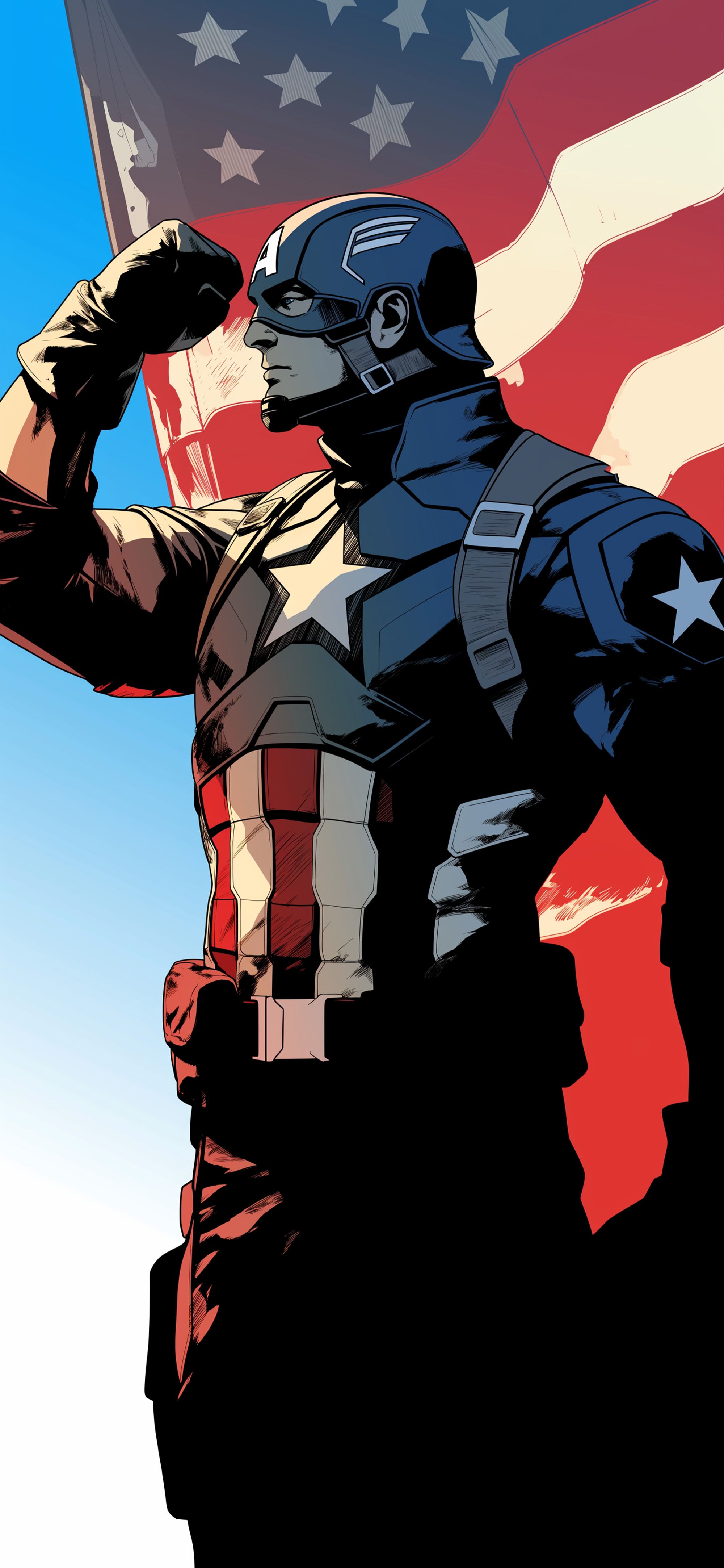 2000x4329 USA Hero Captain America Comics Style Wallpaper