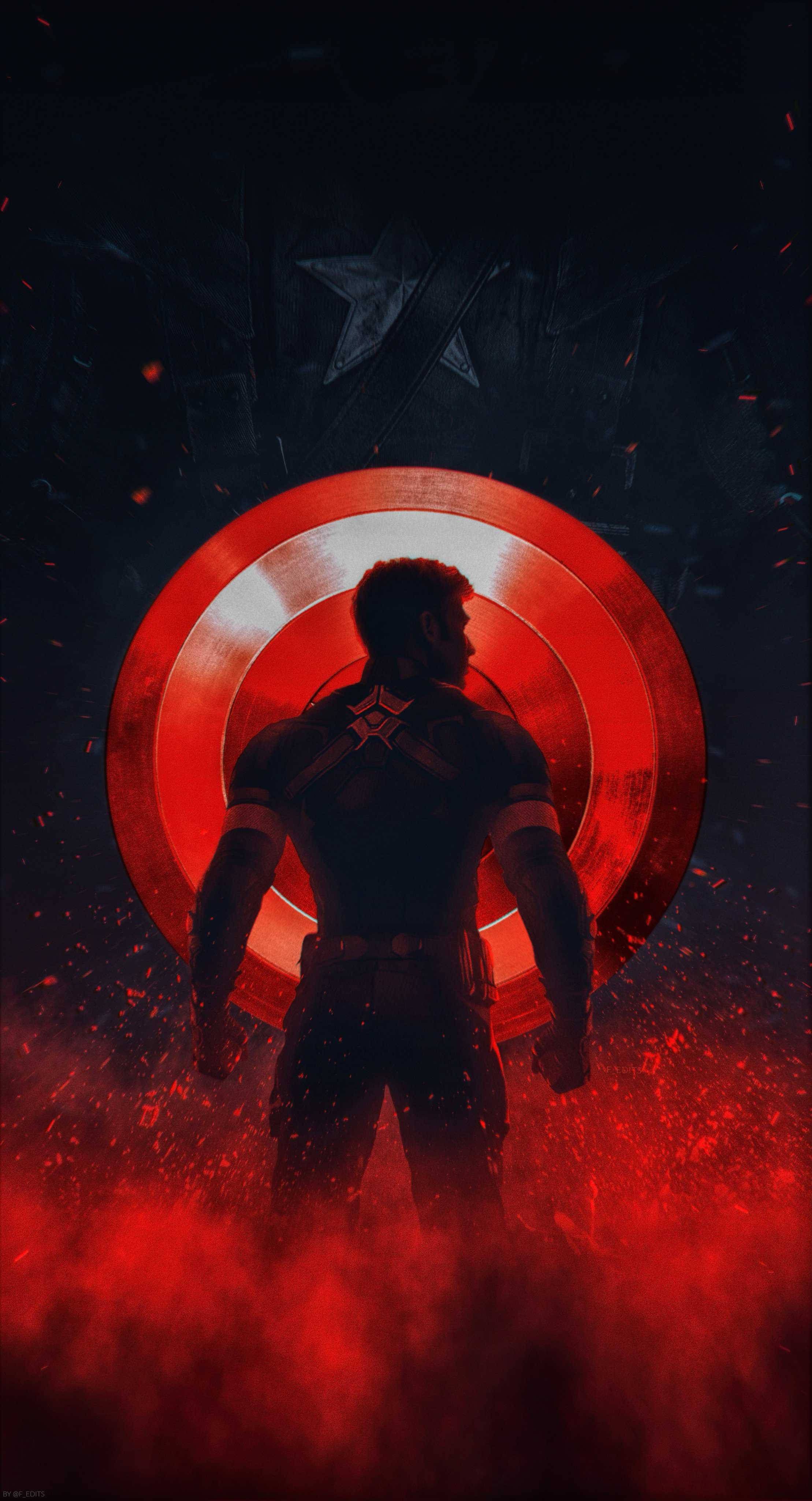 2218x4096 Download Red Aesthetic Captain America IPhone Wallpaper