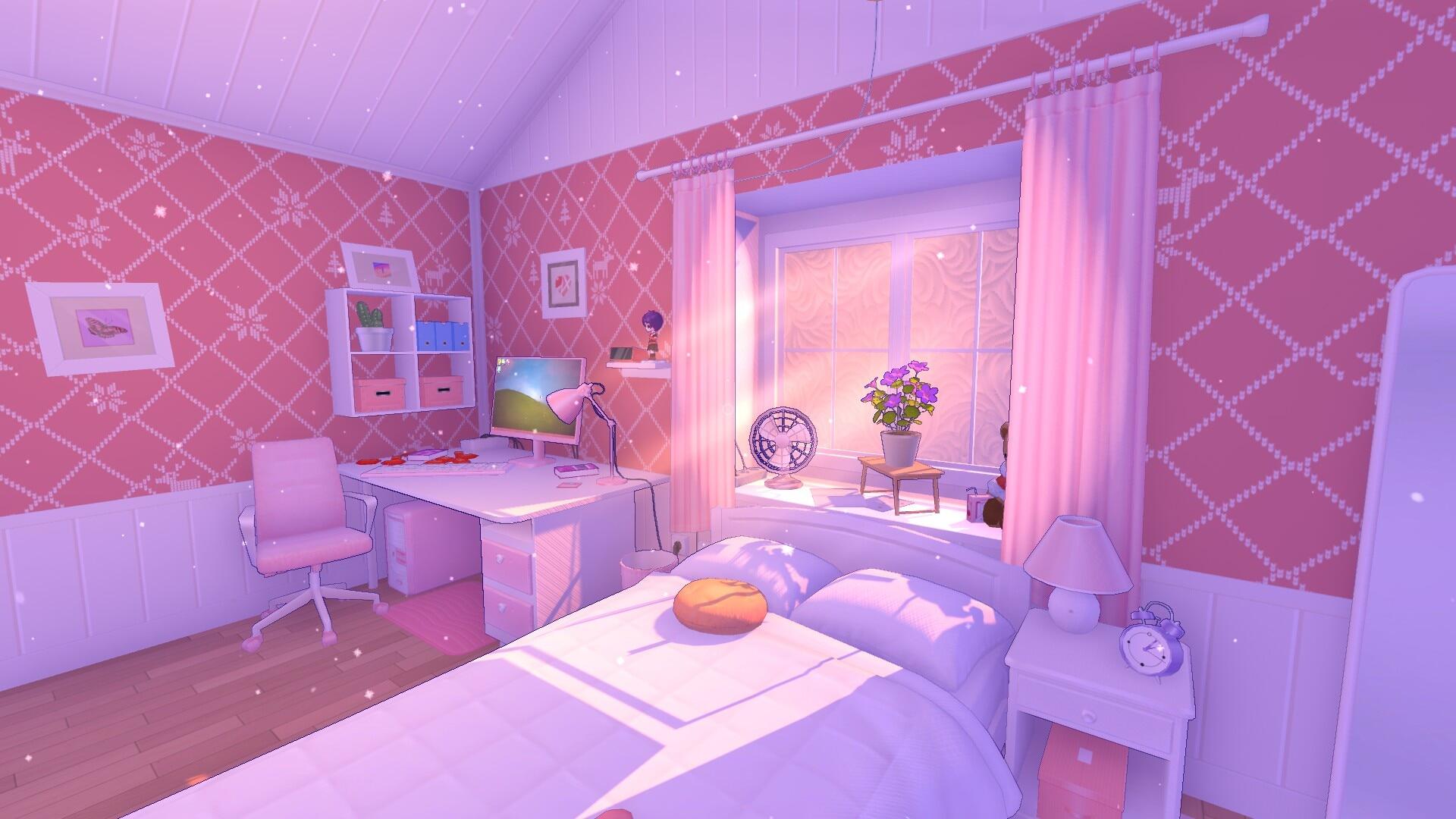 1920x1080 MiSide Pink HD Wallpaper: A Cozy Video Game Retreatx1080