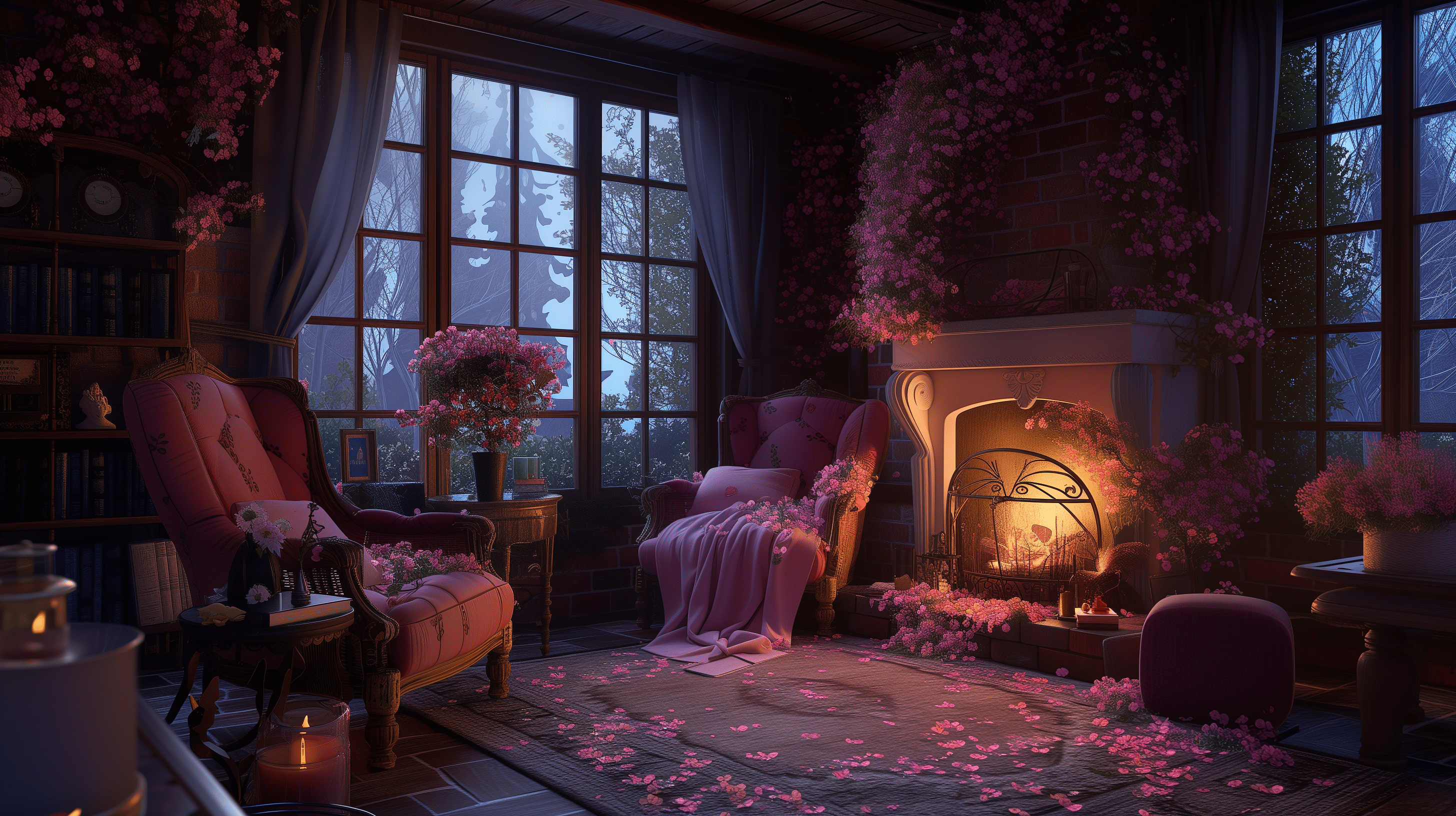 2912x1632 Cozy Pink Aesthetic Room HD Wallpaper