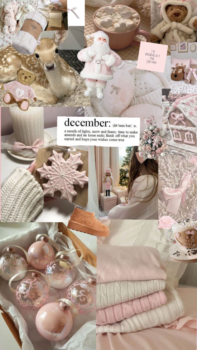 750x1333 Cozy Pink December Aesthetic Collage iPhone Wallpaper