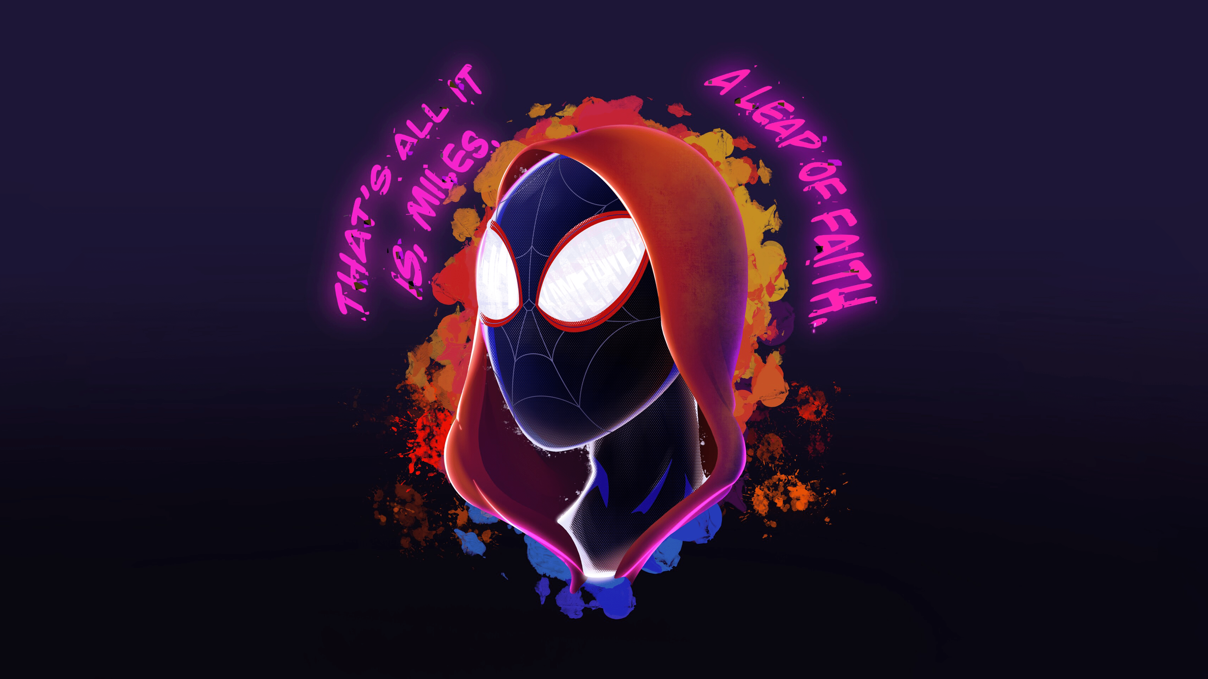 3840x2160 Miles Morales Wallpaper 4K, Leap of Faith, Artwork, Neon art