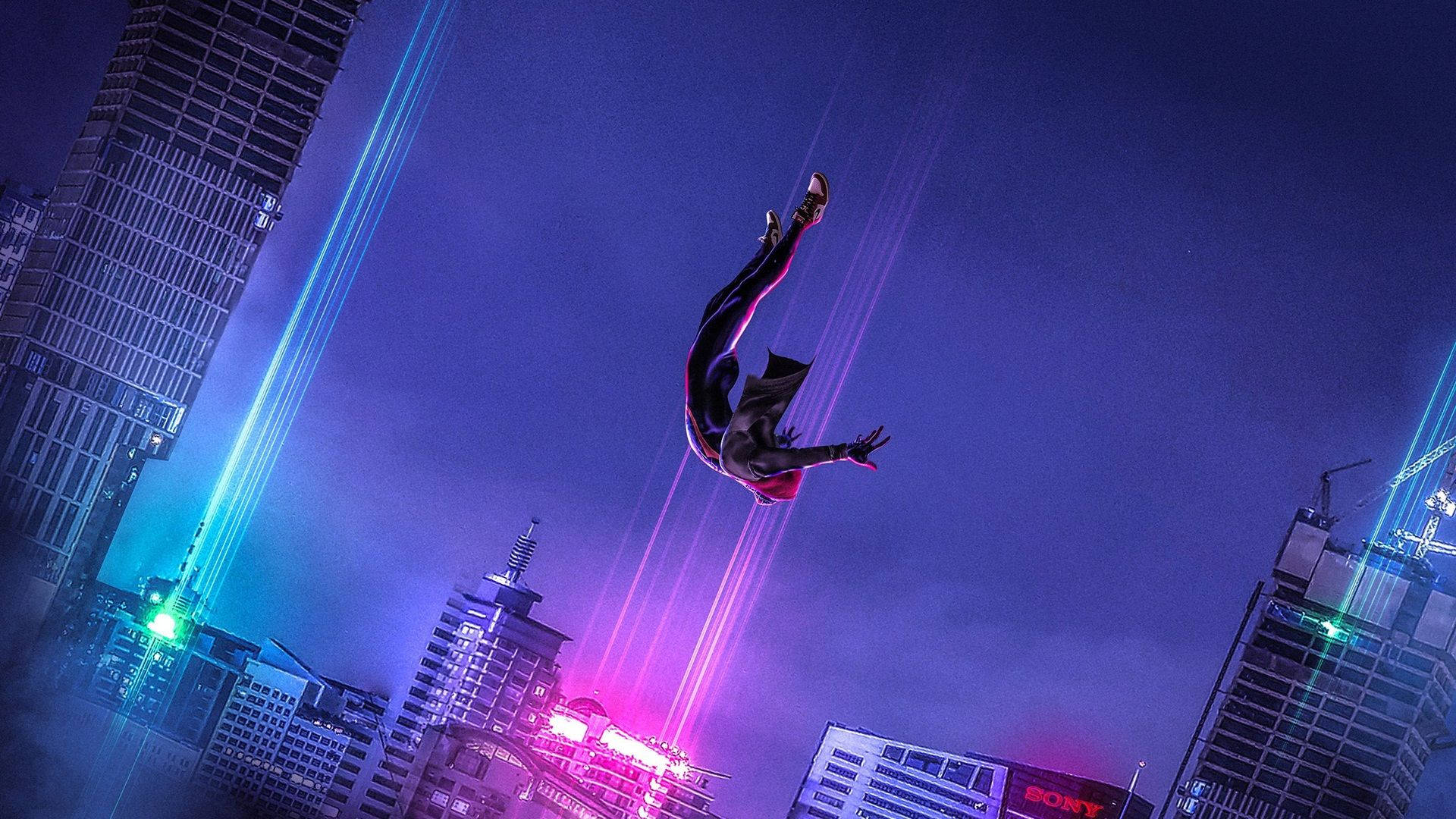 1920x1080 Download Miles Morales takes a leap of faith and dives into his destiny. Wallpaper