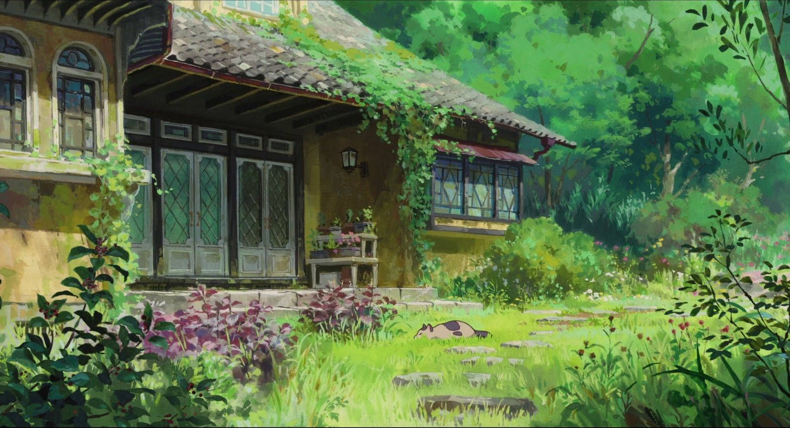 1600x867 Download Studio Ghibli Scenery Old House With Cat Wallpaper