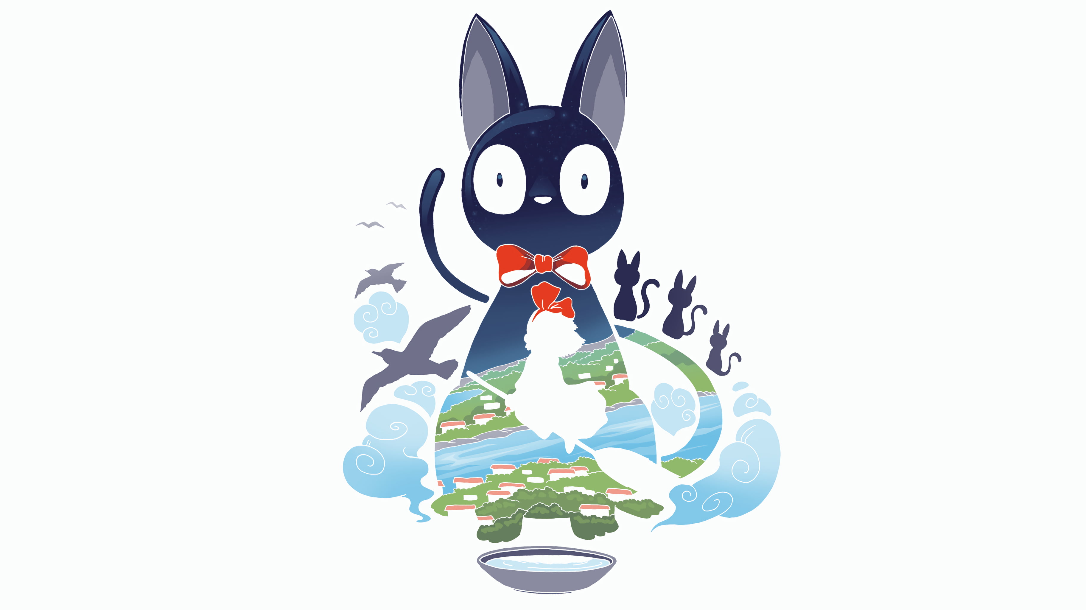 3646x2048 Blue cat illustration, Kiki's Delivery Service HD wallpaper