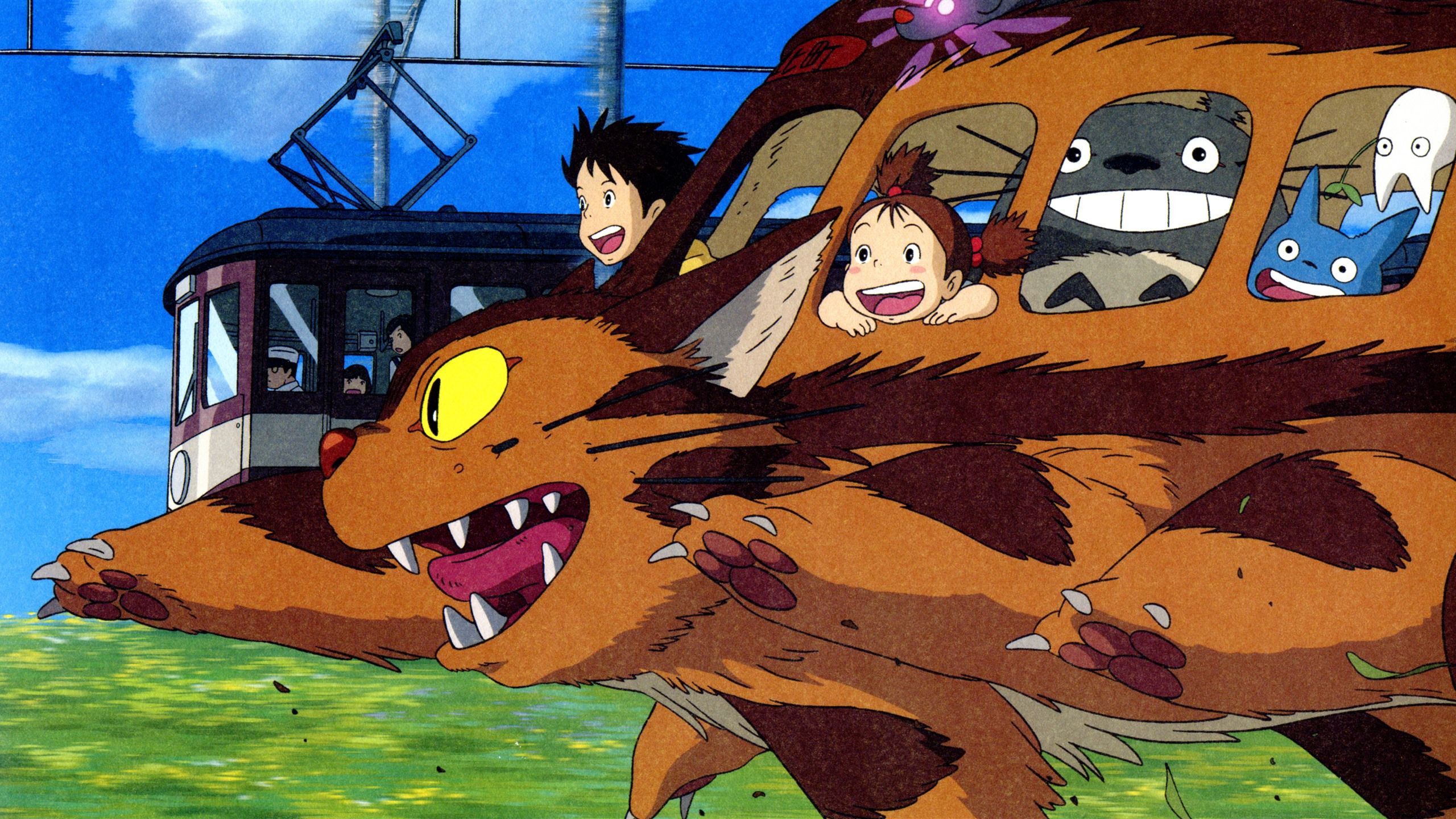 2560x1440 Wallpaper My Neighbor Totoro, train, cat 5120x2880 UHD 5K Picture, Image