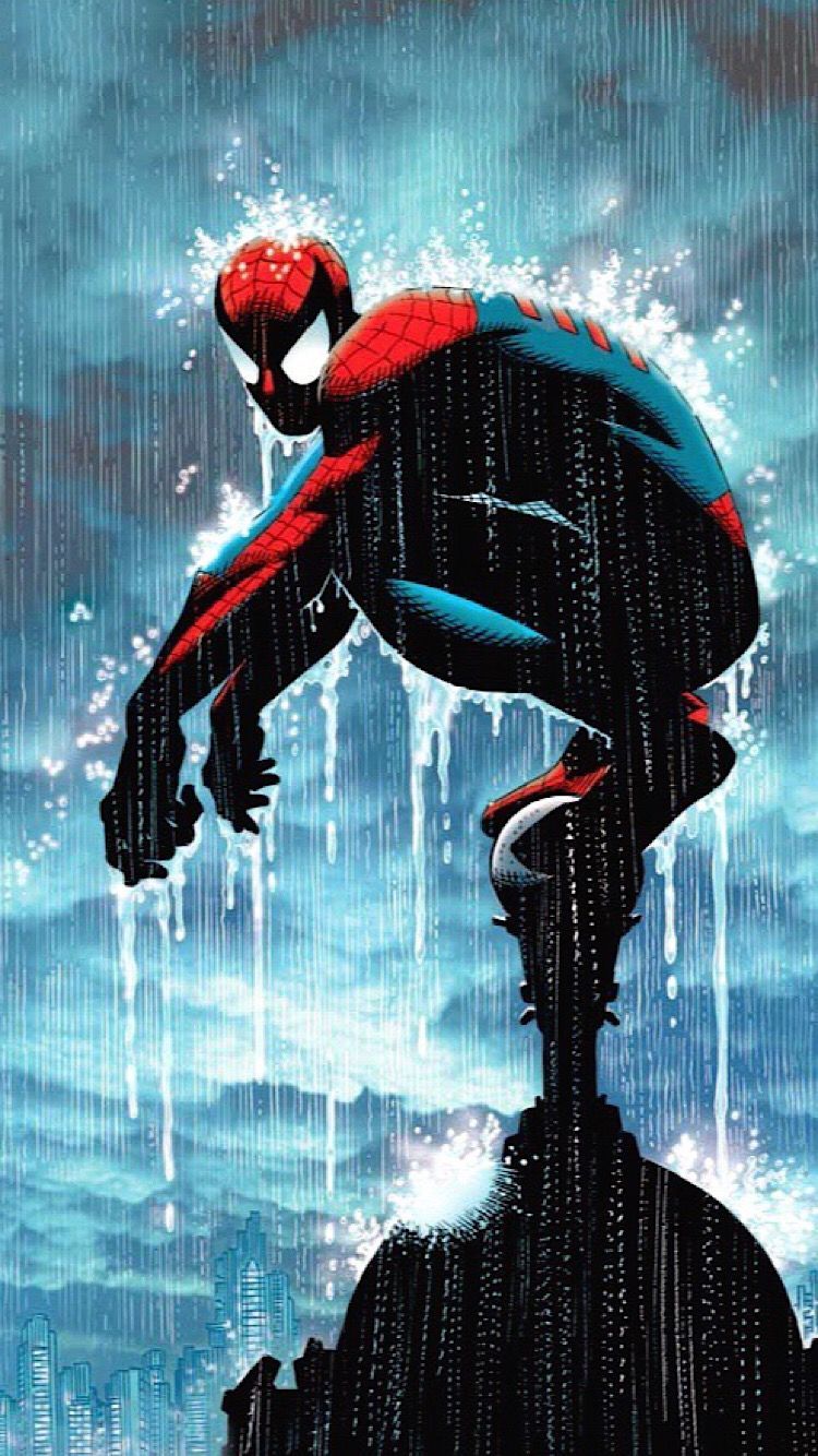 750x1334 Spiderman In The Rain Drawing. Spiderman Posing In The Rain, Superheroes In The Rain, Spider Man Art