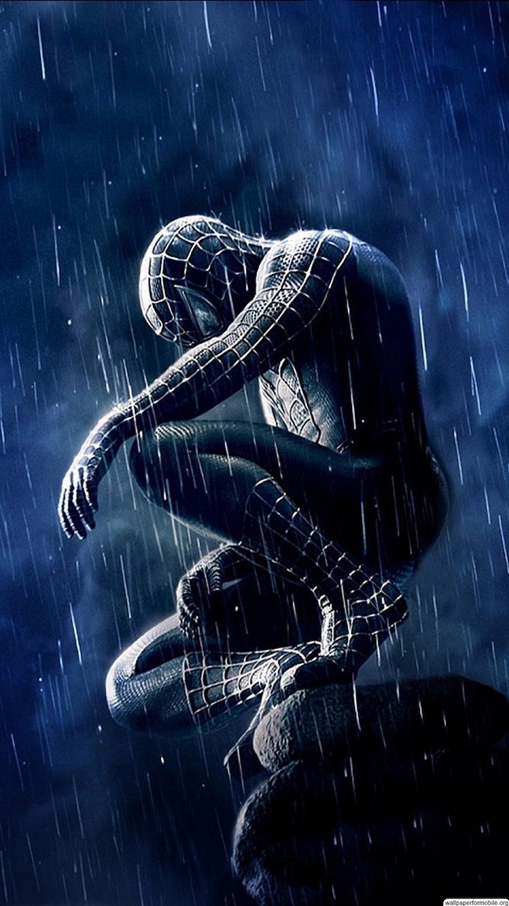 736x1309 Spider Man In Black And White. Spider Man 3 Wallpaper, Spiderman Sitting In Rain, Spiderman