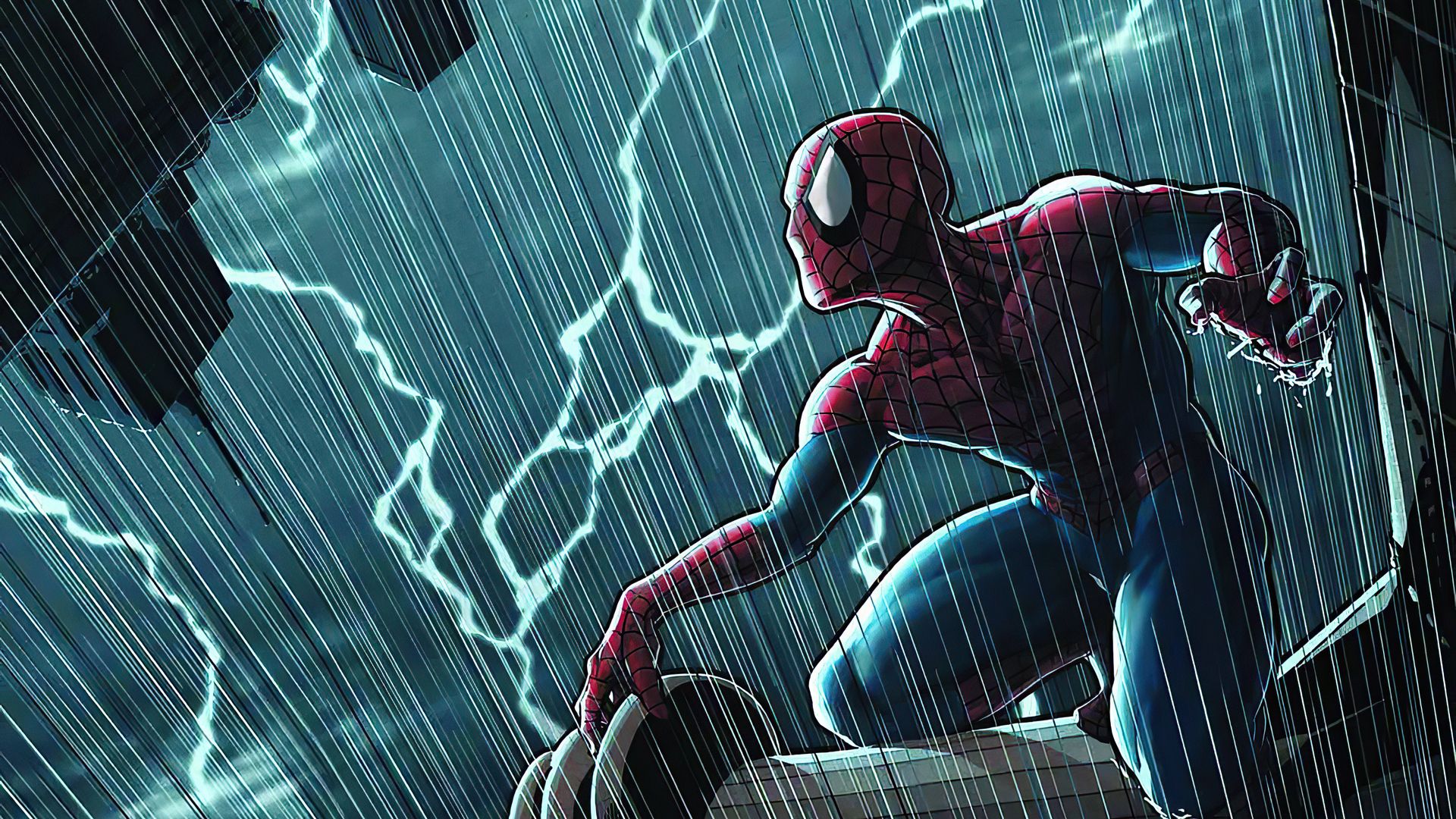 1920x1080 Spider Man Rain Wallpaper