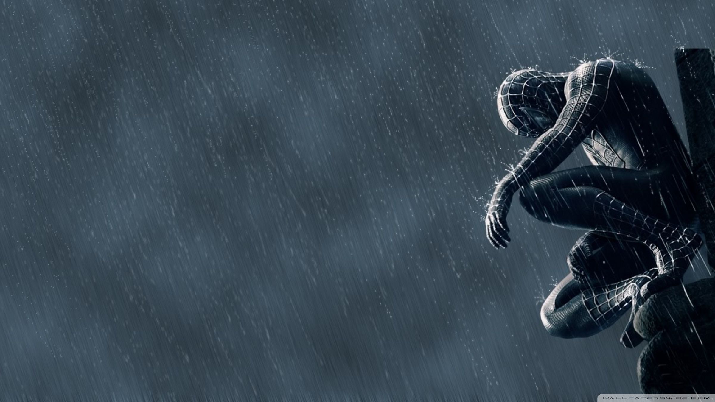 2400x1350 Spider Man Rain Wallpaper
