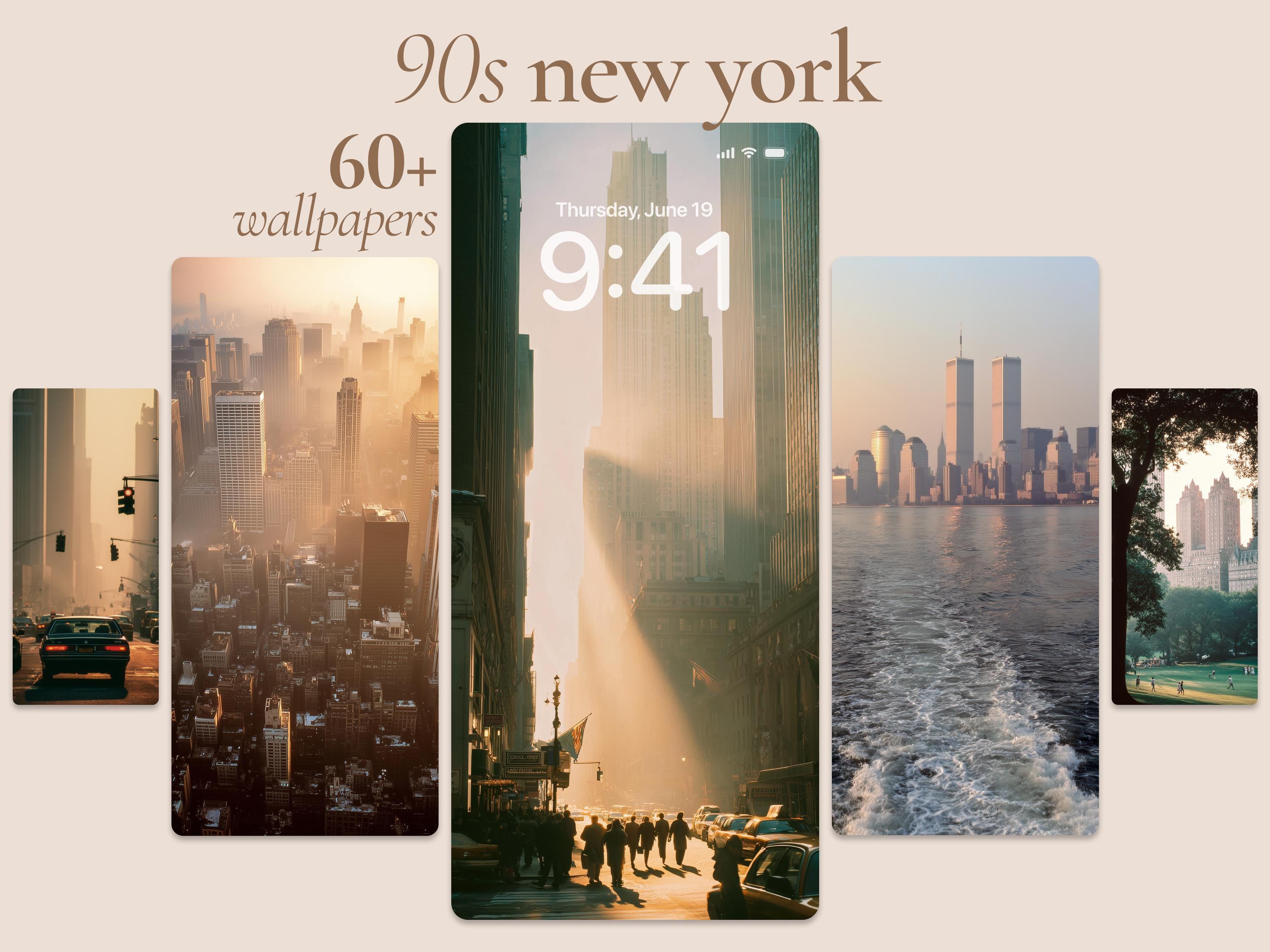 3000x2250 90s New York Phone Wallpaper Bundle, Vintage NYC Aesthetic Phone Home Screen Background, Nostalgic New York City Art, Vertical Wallpaper