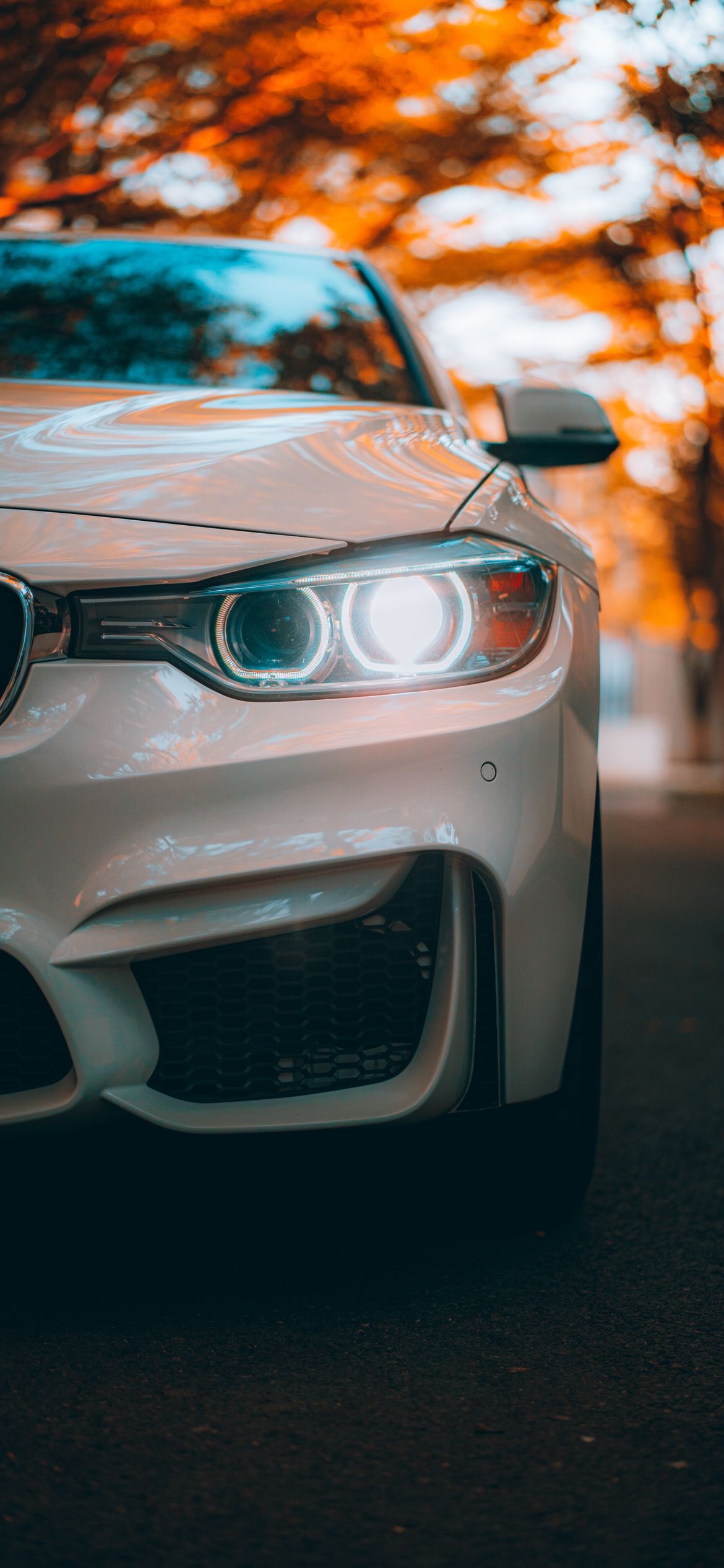 1170x2532 Download Bmw, White, Headlights Wallpaper in 1170x2532 Resolution