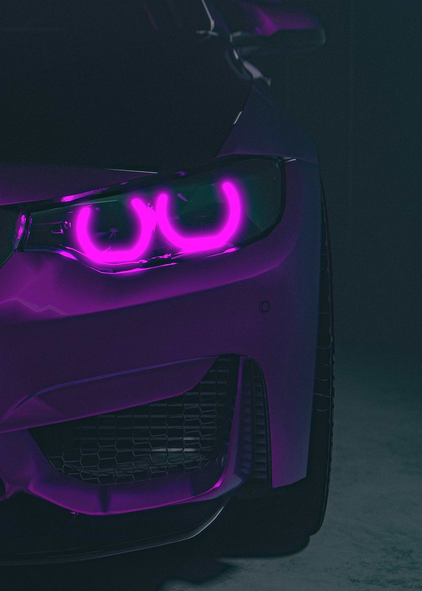857x1200 Purple BMW Headlights' Poster, picture, metal print, paint