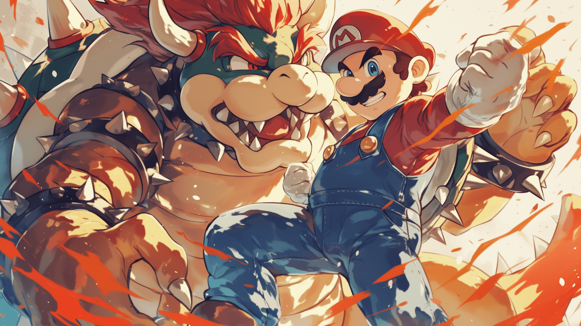 1920x1076 Epic Mario vs Bowser HD Wallpaper