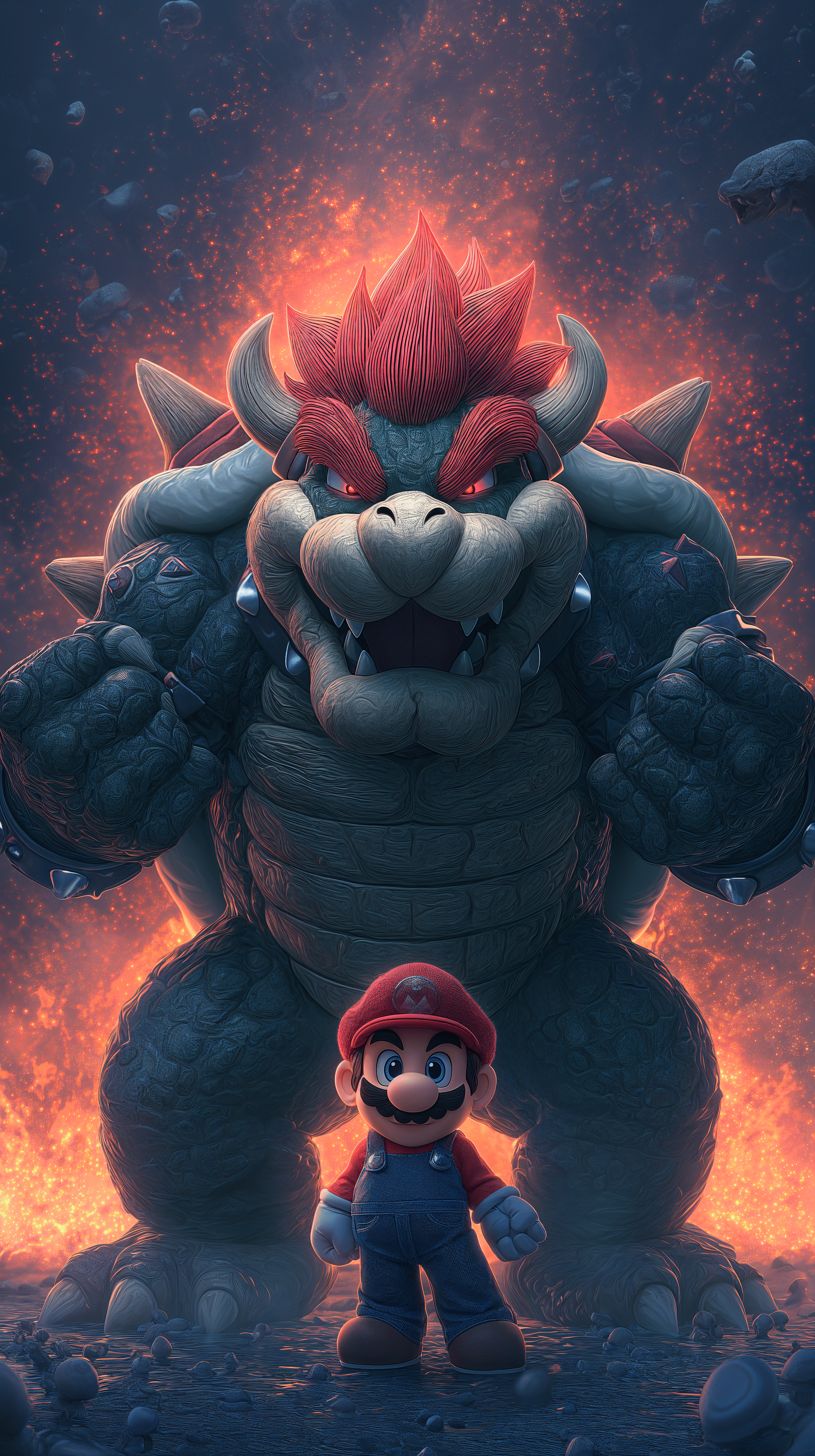 2280x4072 Epic Bowser vs. Mario Phone Wallpaper