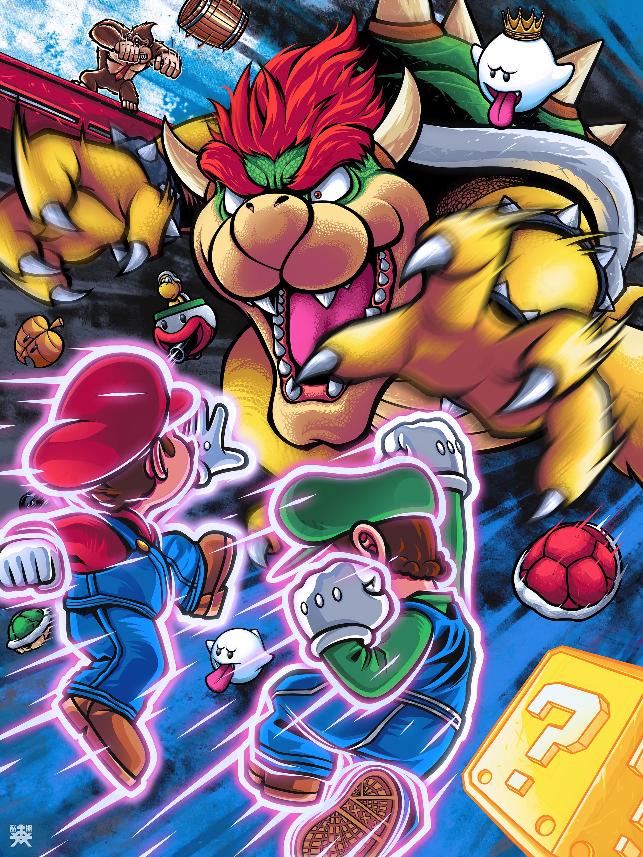 2250x3000 Bowser vs Mario Bros