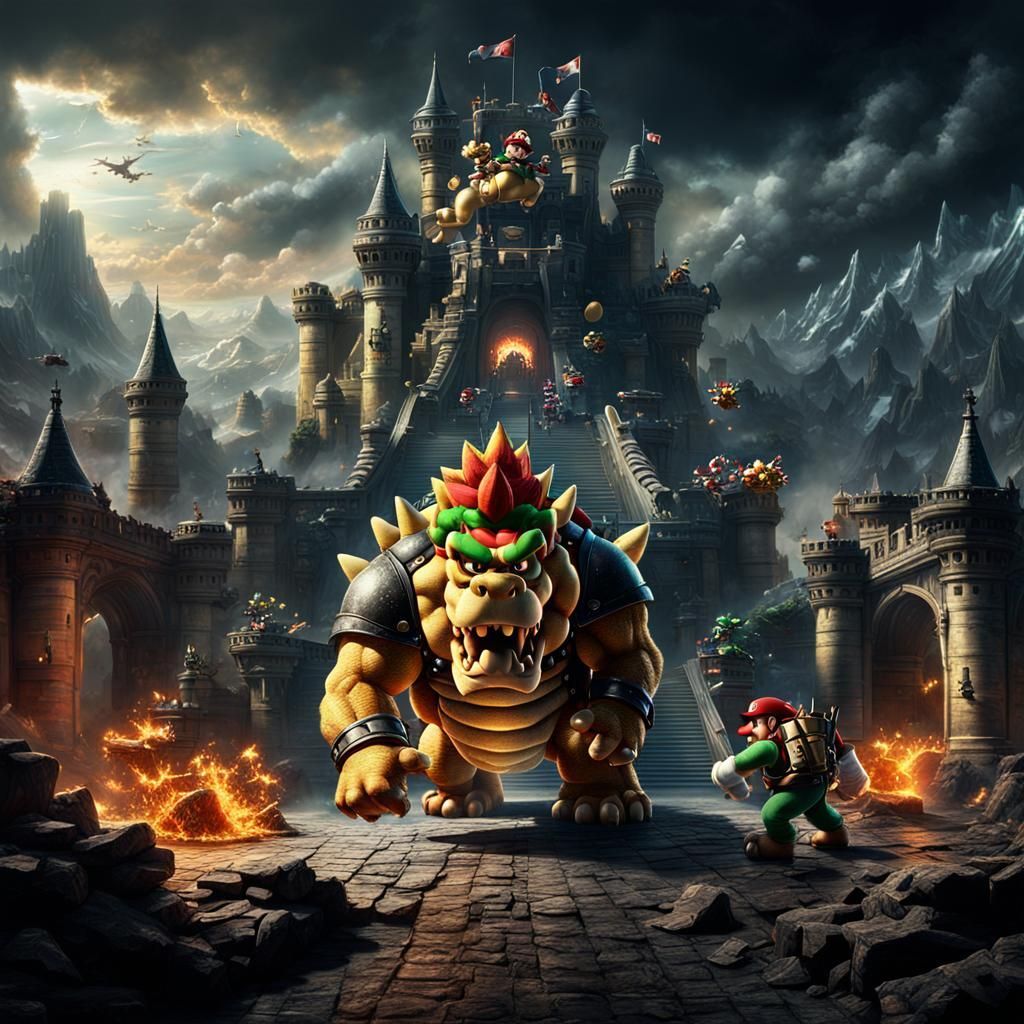 1024x1024 Mario and bowser Showdown: Mario and Bowser Digital