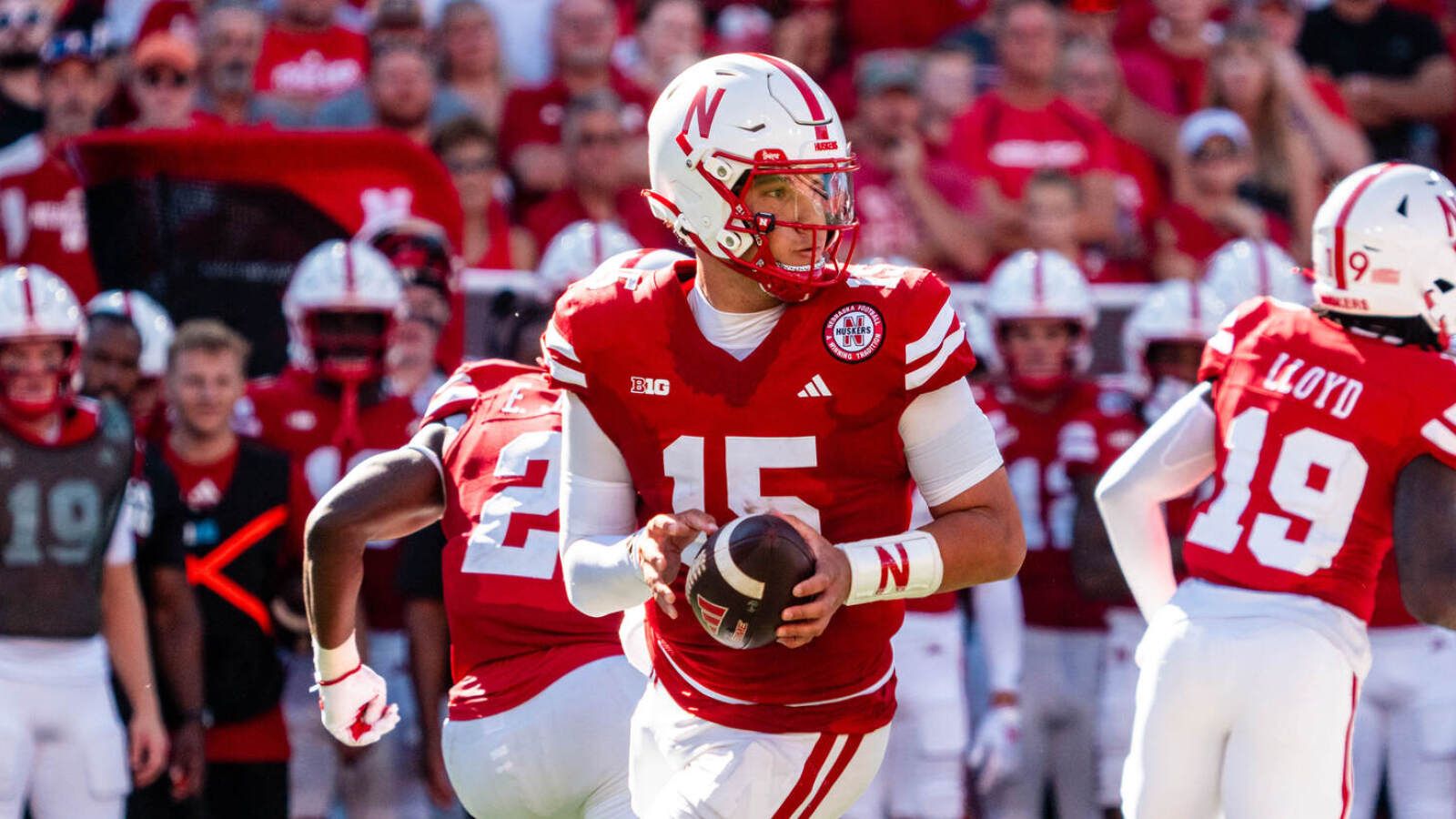 1600x900 Huskers LB hypes up QB Dylan Raiola, shades Shedeur Sanders