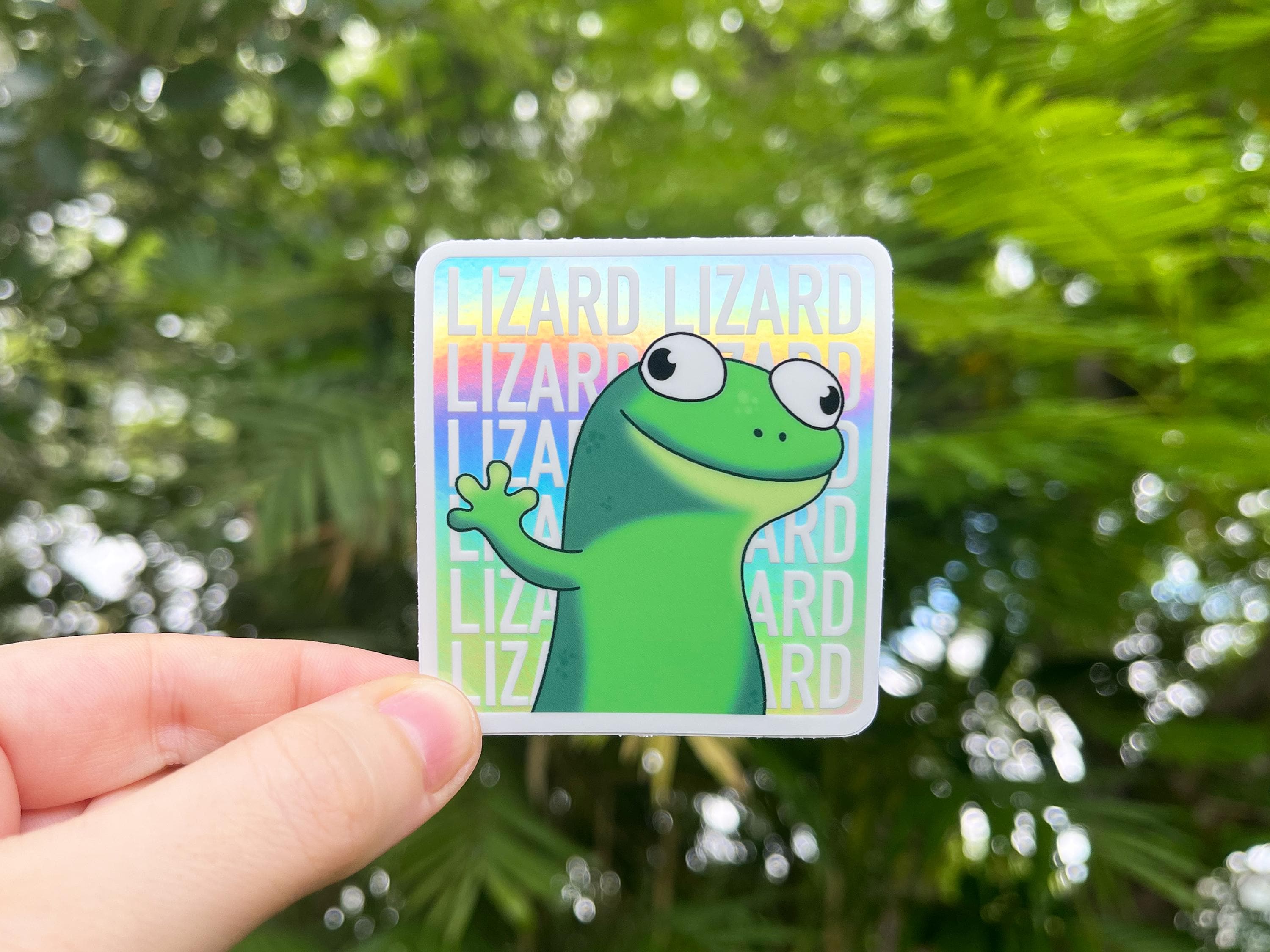 3000x2250 Tom the Lizard Holographic Hoppers Meme Funny Sticker