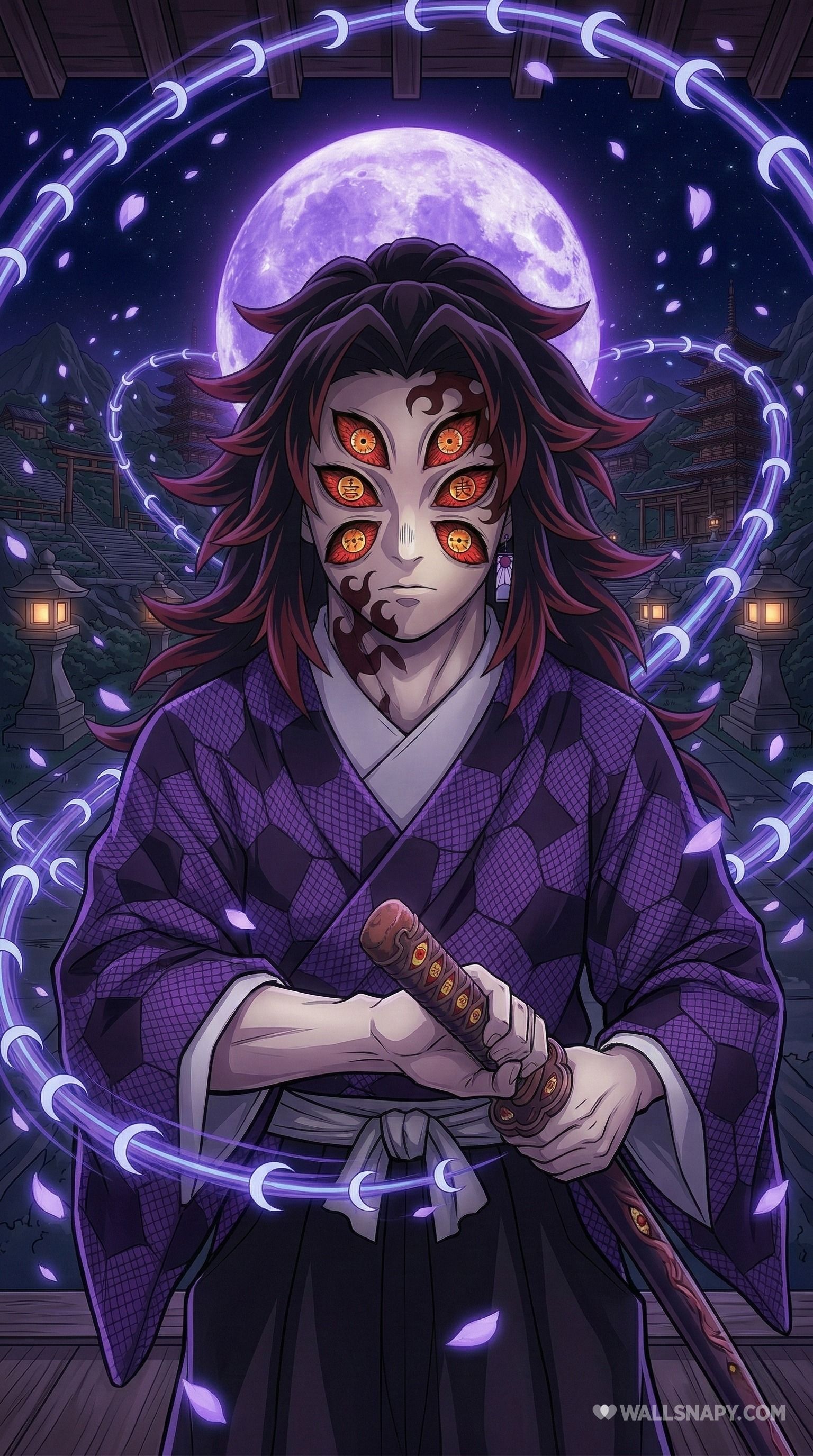 1536x2752 Kokushibo upper moon one purple portrait 4k wallpaper