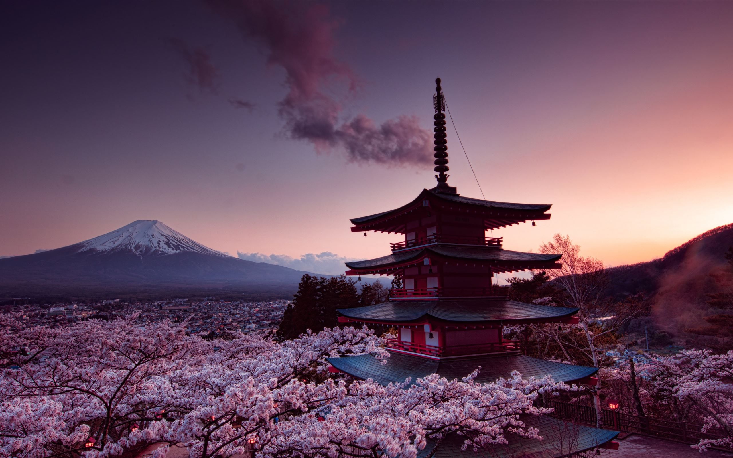 2560x1600 churei tower mount fuji in japan 8k iMac Wallpaper Download