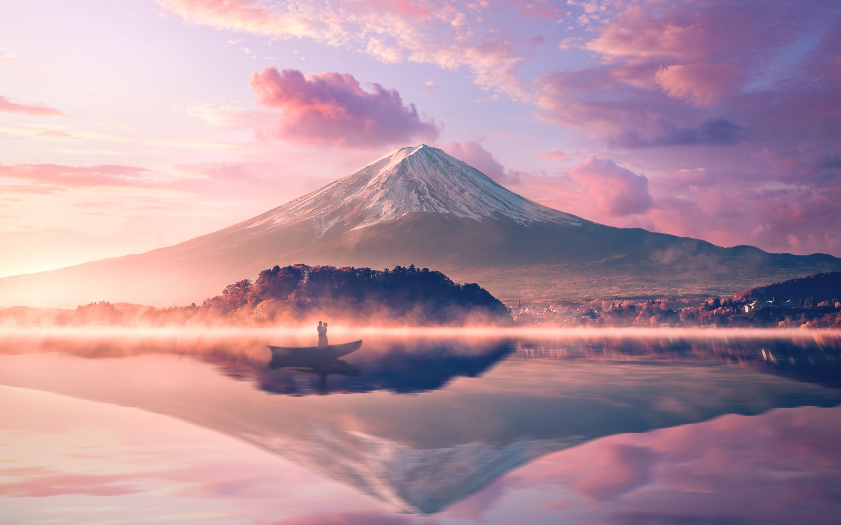 2880x1800 Mount Fuji Wallpaper 4K, Volcano, Japan, River, Reflection