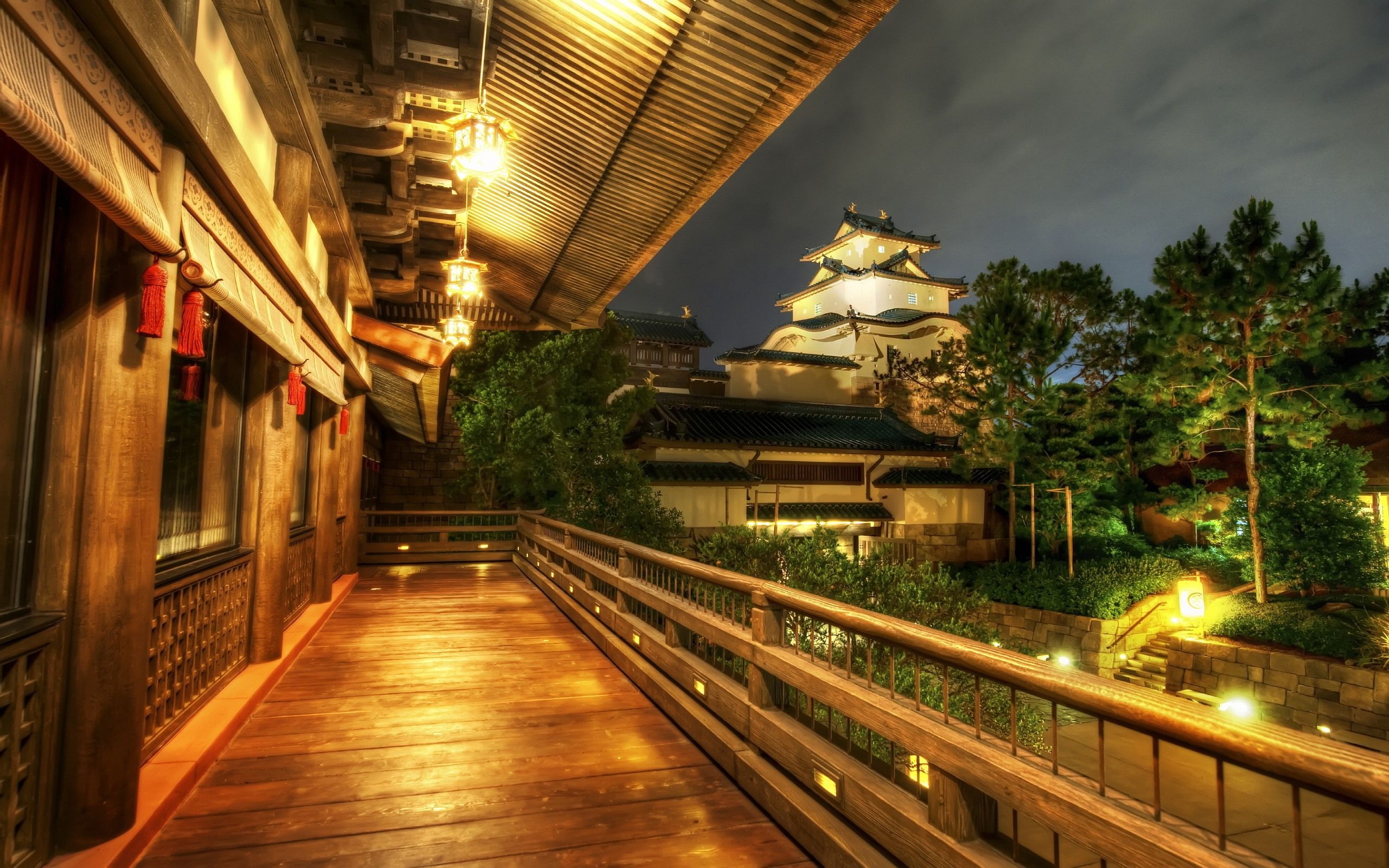 2560x1600 Wallpaper Japan, terrace, lights, night 2560x1600 Picture, Image