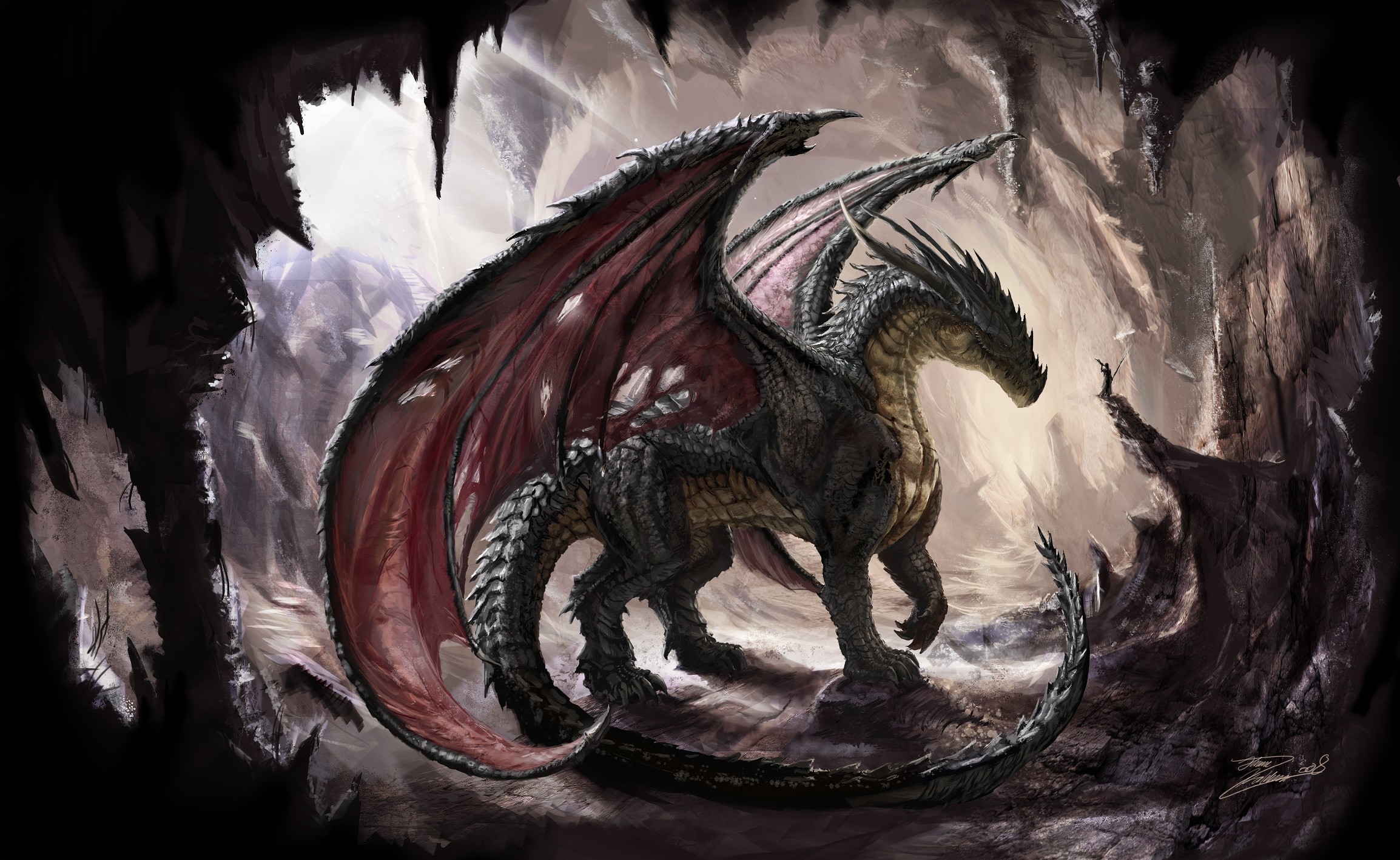 2308x1417 dragon, cave, light Wallpaper, HD Fantasy 4K Wallpaper, Image and Background