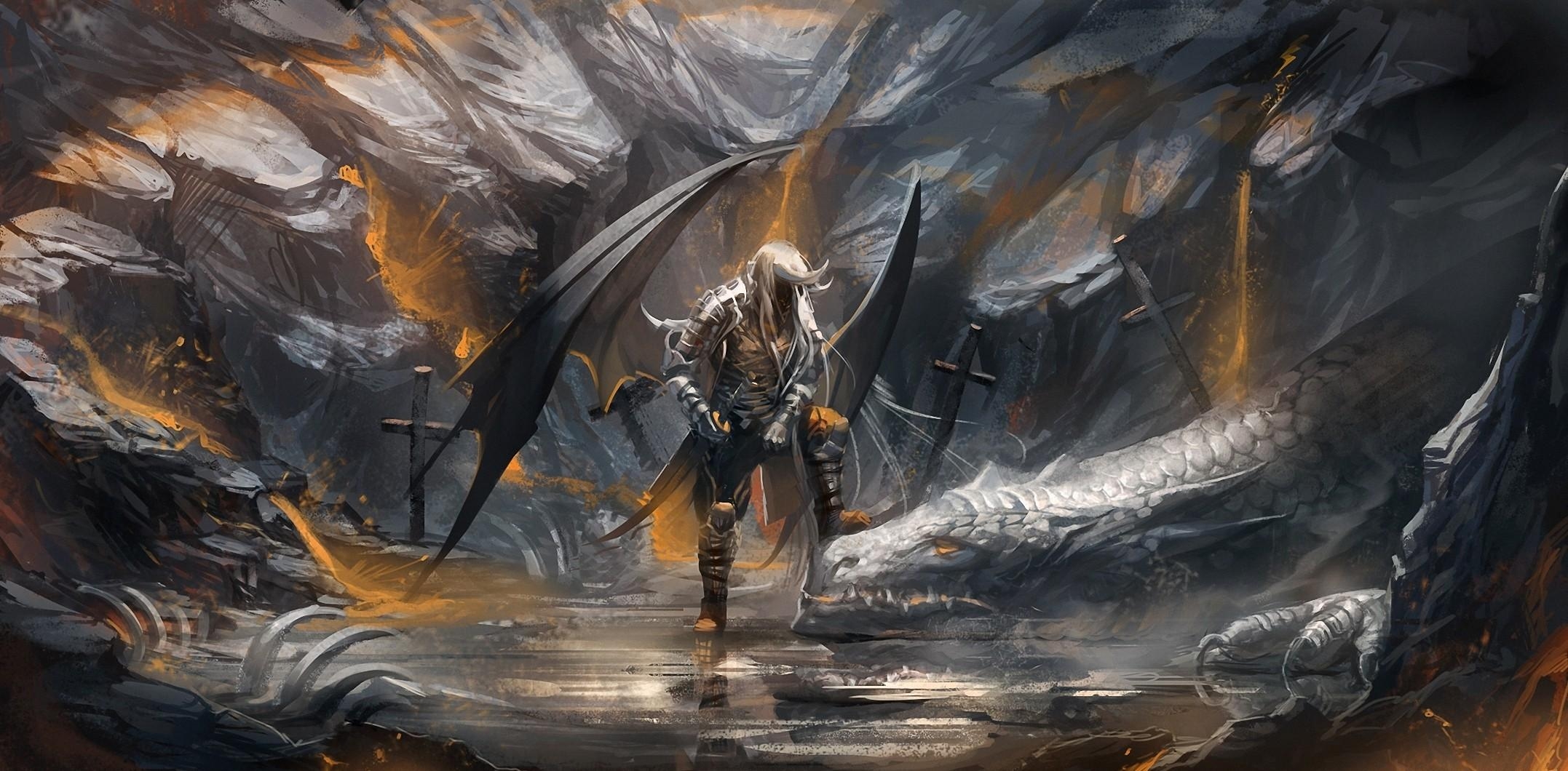 2154x1060 demon, dragon, cave Wallpaper, HD Fantasy 4K Wallpaper, Image and Background
