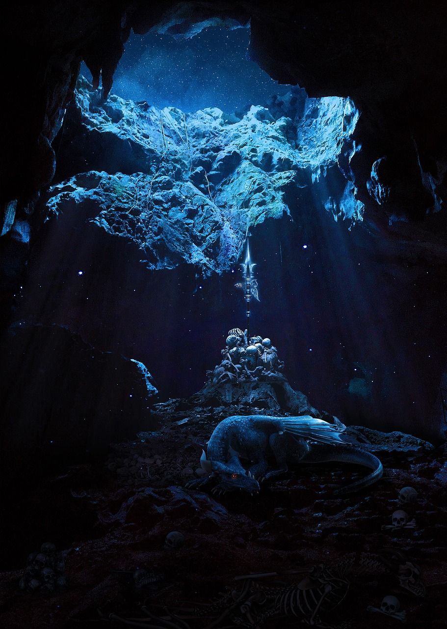 911x1280 Dragon Cave Animal Night Starry
