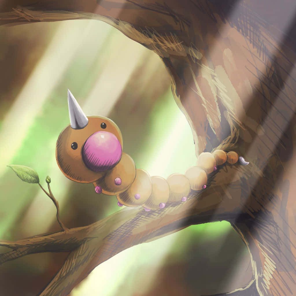 1024x1024 Download Weedle Pokemonin Natural Habitat Wallpaper