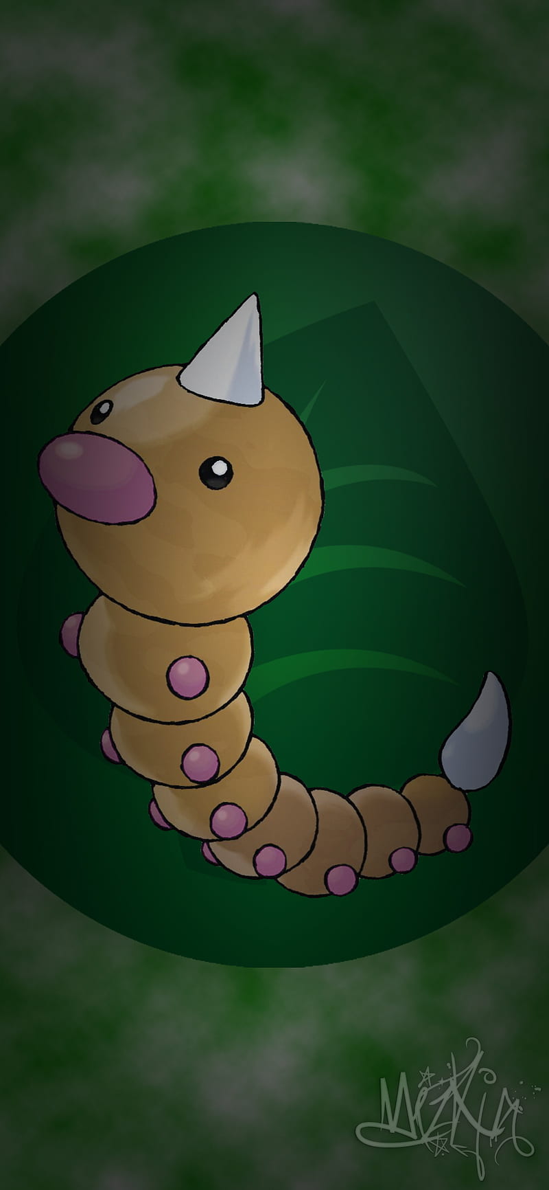 800x1732 Weedle Energy, bug, grass, green, leaf, pokemon, pokemon go, HD phone wallpaper