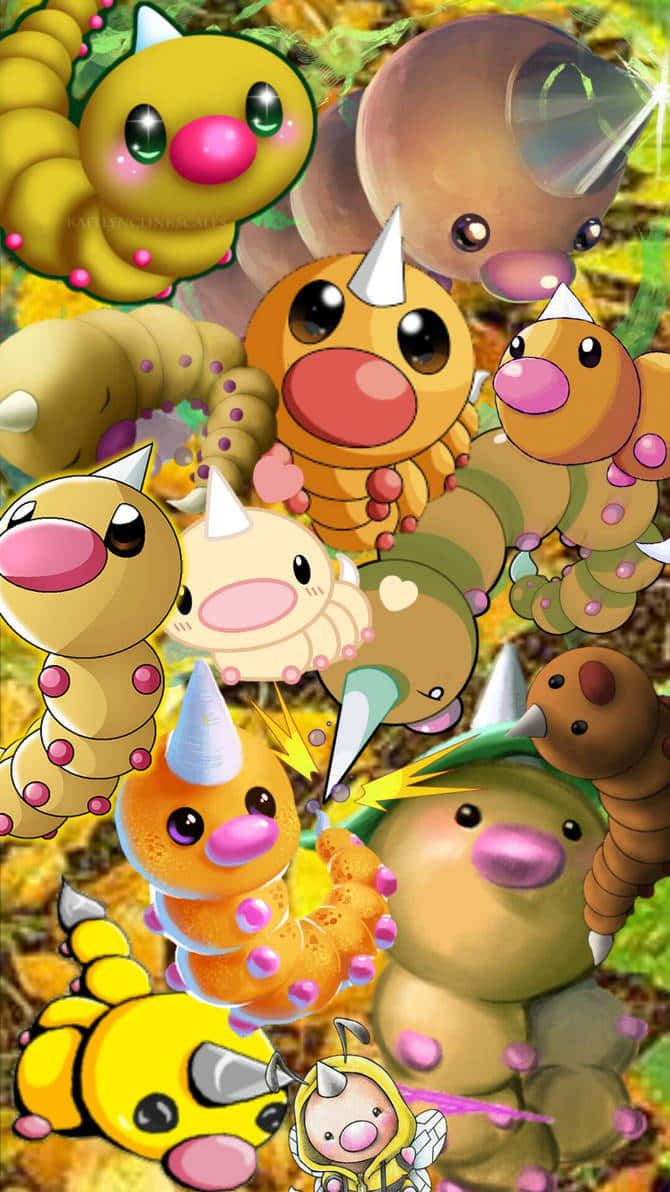 670x1192 Download Colorful Weedle Collage Wallpaper