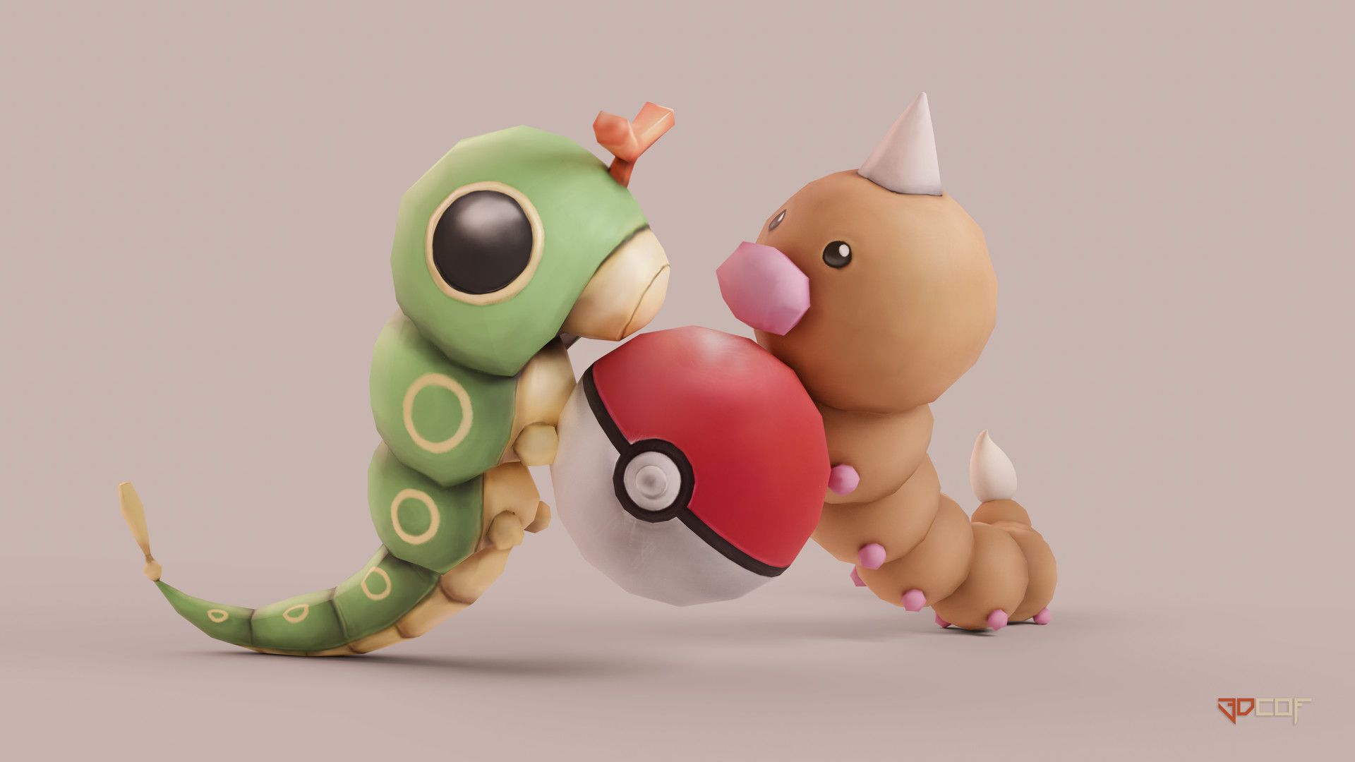 1920x1080 Caterpie and Weedle