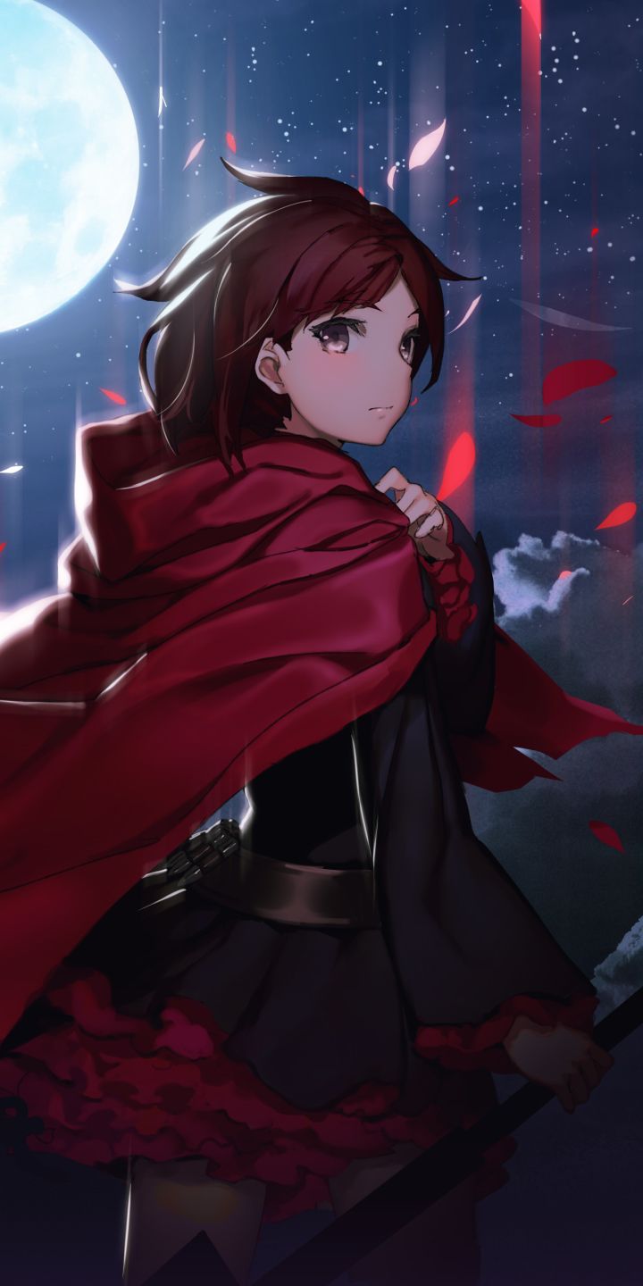 720x1440 Phone wallpaper: Anime, Rwby, Ruby Rose (Rwby), Moon 1314131