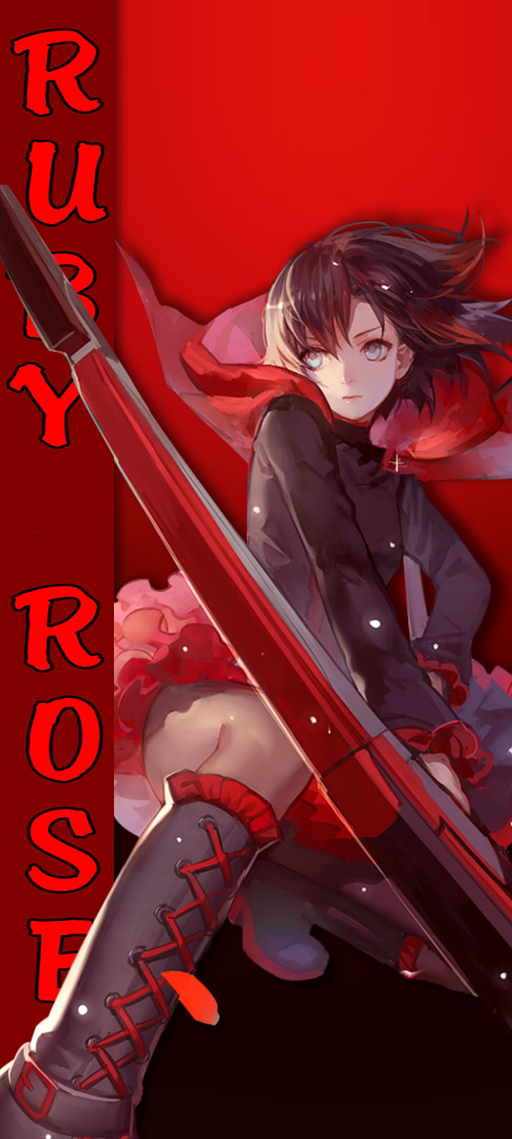 728x1620 HD wallpaper: Ruby Rose (RWBY), anime