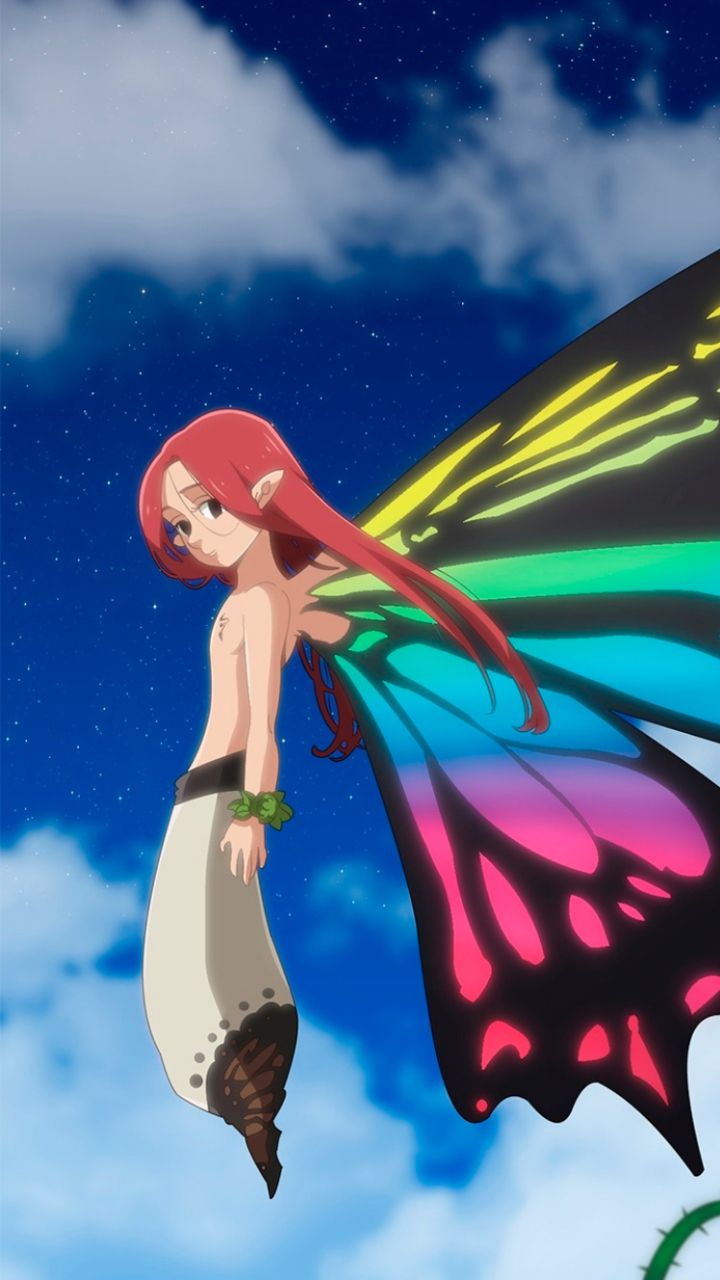 720x1280 Phone wallpaper: Gloxinia (The Seven Deadly Sins), Anime, The Seven Deadly Sins, Red Hair, Wings, Long Hair, Black Eyes, Fairy 1314212