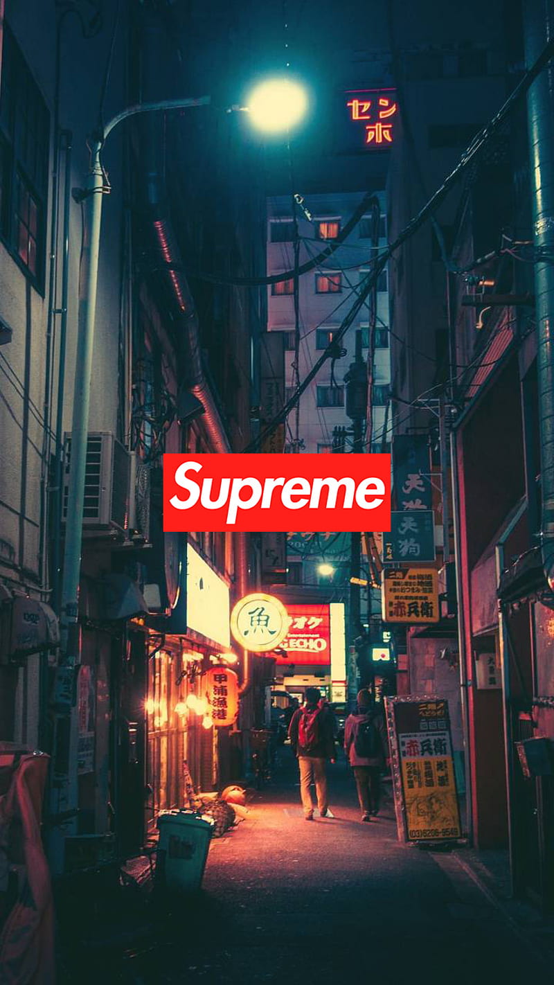 800x1422 Supreme, asia, japan, markets, night, shop, skate, street, tokyo, urban, HD phone wallpaper