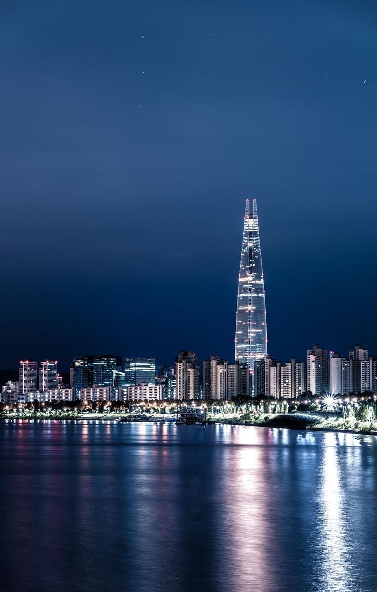 736x1155 seoul, night view, city, han river, a night view of seoul, night scenery, night photography, lotte tower