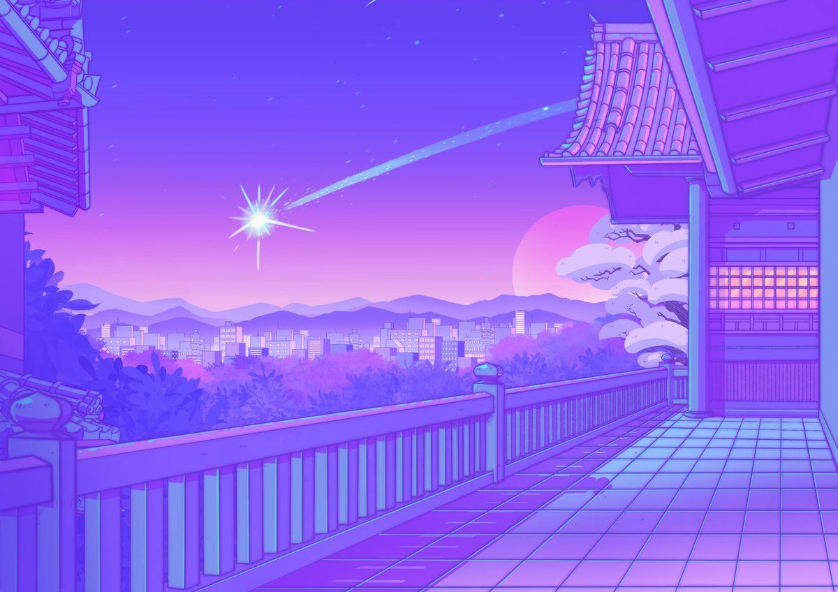 1200x848 Purple Anime Scene Wallpaper
