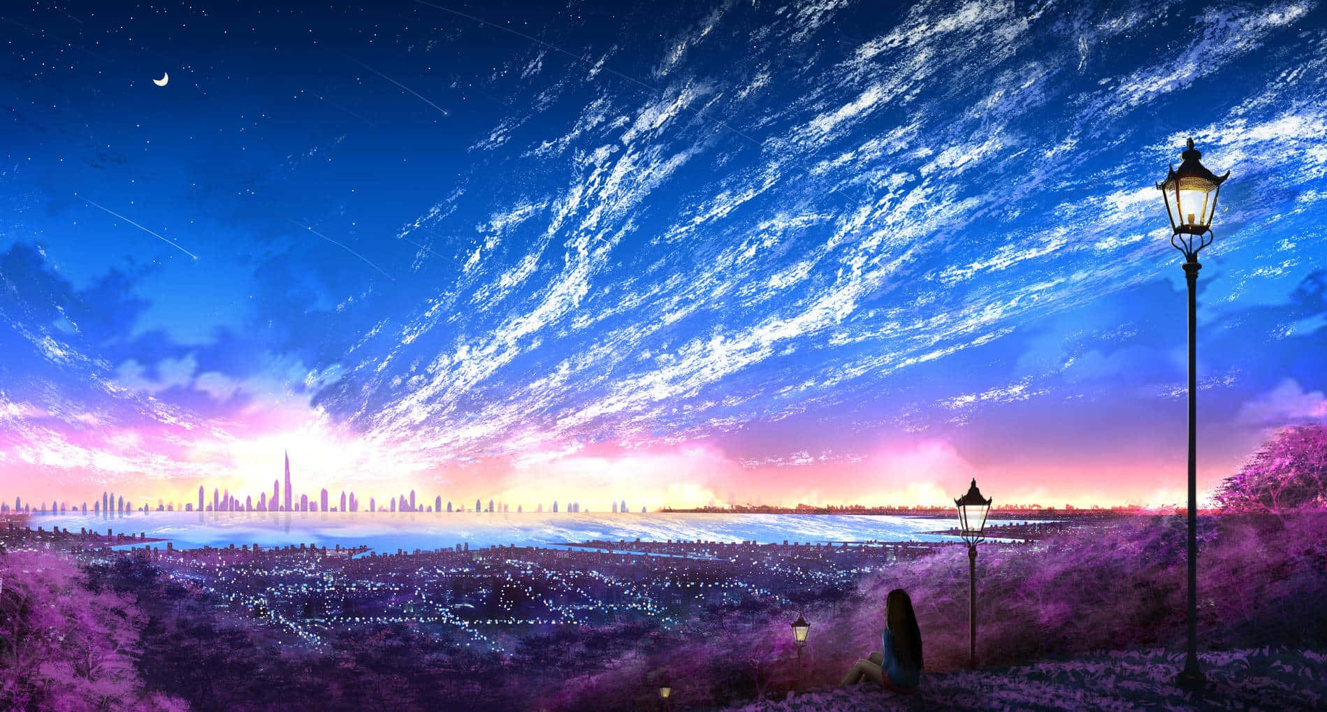 1899x1019 Download Dive Into the Enchanting World of Purple Anime Background