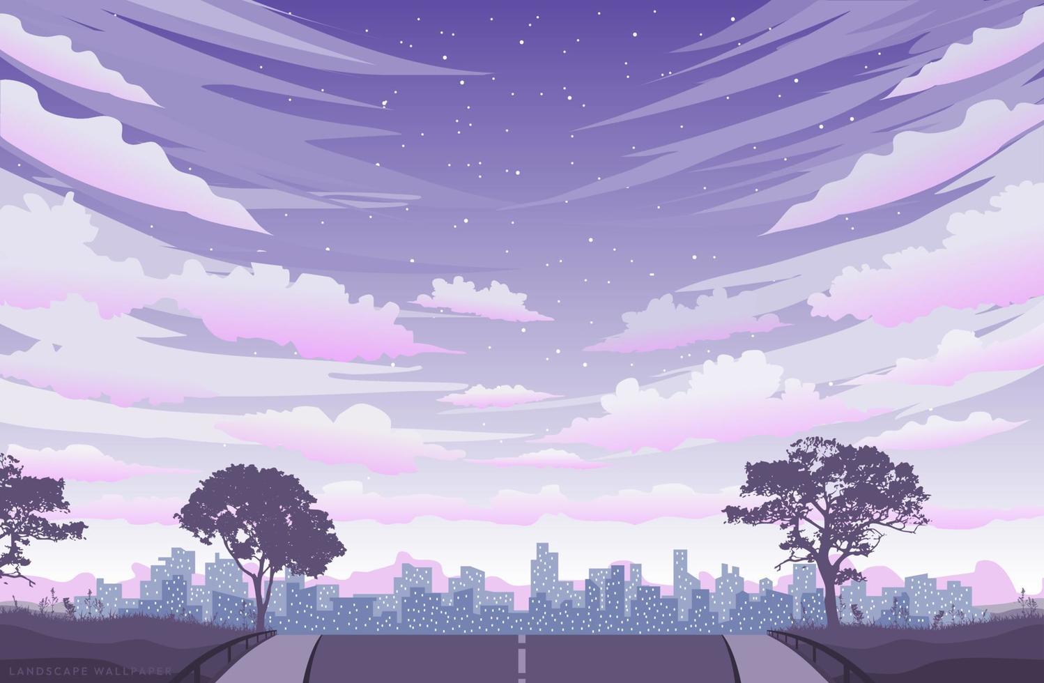 1498x980 Japanese anime purple view landscape