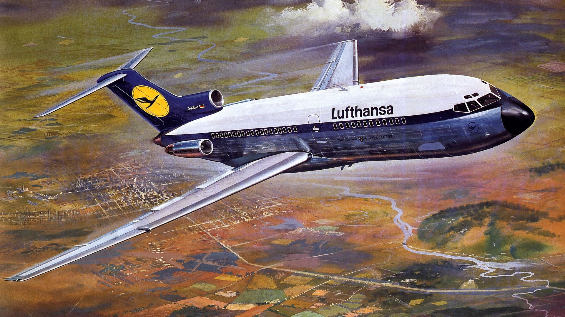1920x1080 Download Airplane Aircraft Lufthansa Vehicle Boeing 727 HD Wallpaperx1080