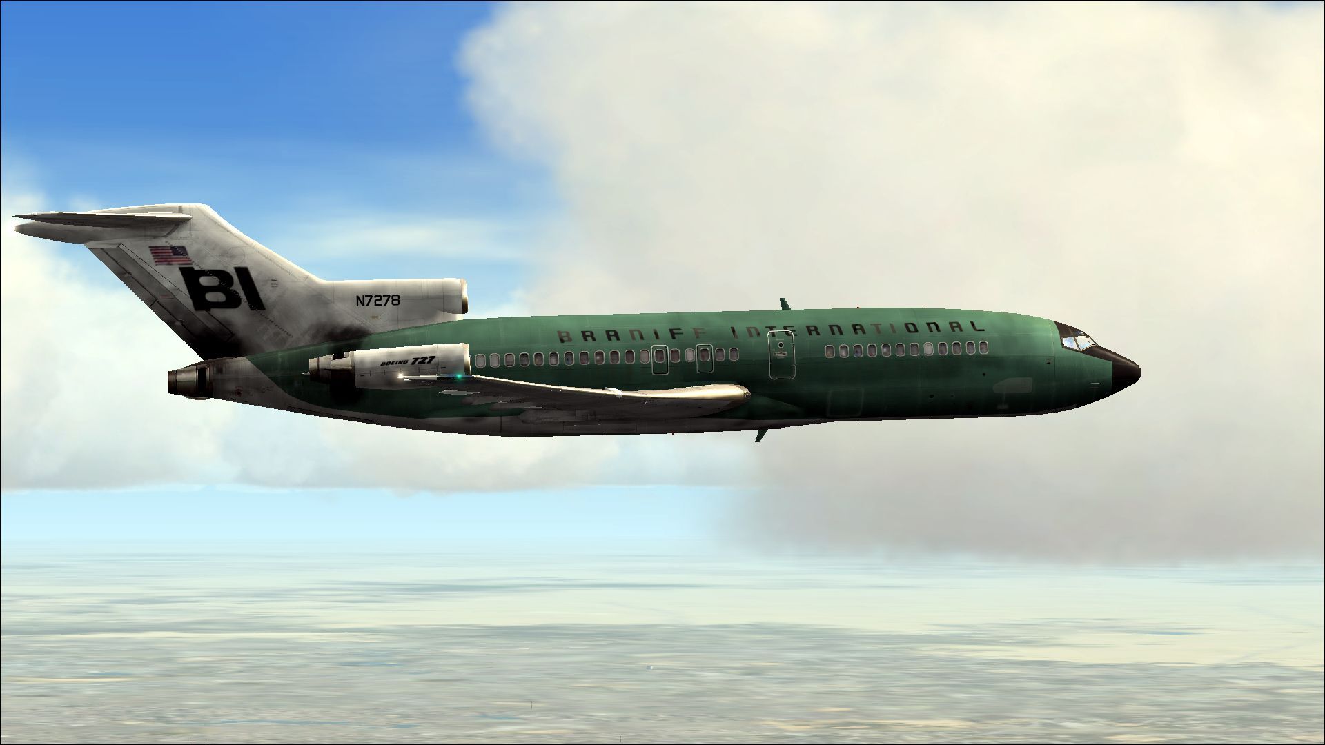 1920x1080 Braniff Boeing 727 100 Jelleybean Green N7278