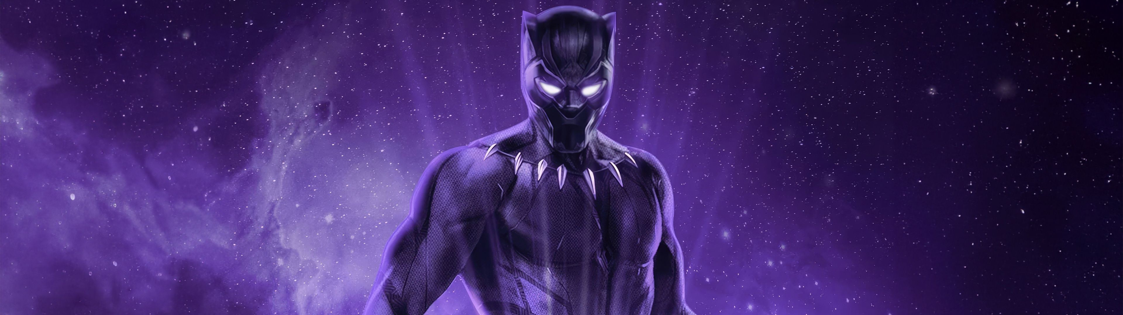3840x1080 Black Panther Purple Fan Art 5K Wallpaper