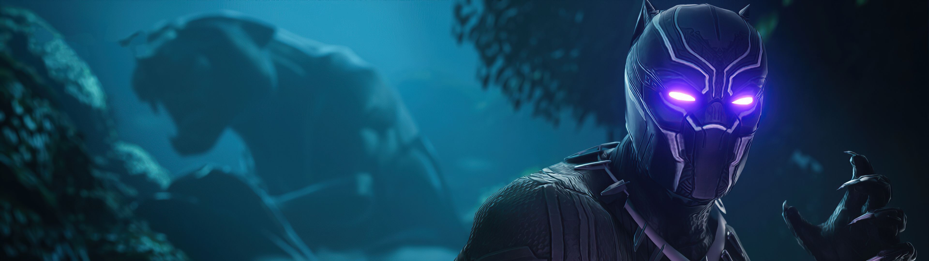 3840x1080 Black Panther Wallpaper 4K, Skin, Fortnite, Dark, 2020 Games