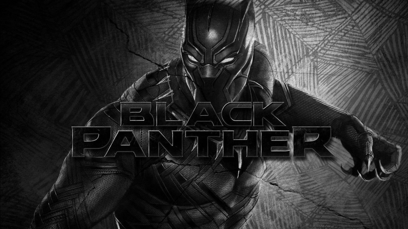 1366x768 Black Panther Marvel In White Black Background HD Black Panther Wallpaper