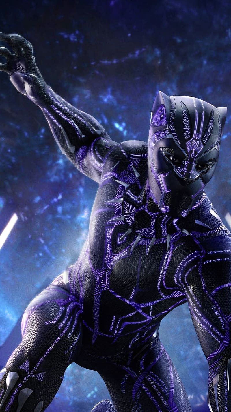 800x1422 Black Panther In Purple Suit, black panther, purple, suit, marvel, movie, character, HD phone wallpaper